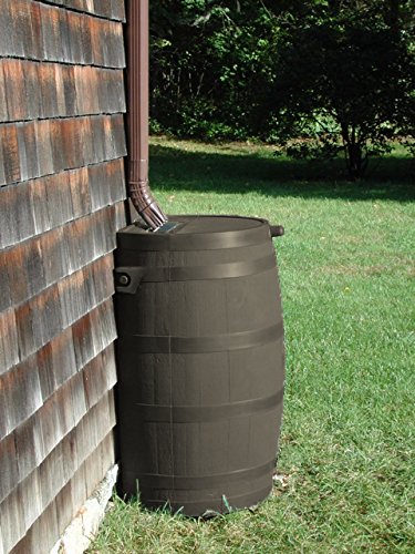 ZenVora 50 Gallon Rain Barrel with Brass Spigot, Walnut Rainwater Collection Barrel for Garden and Outdoor Use