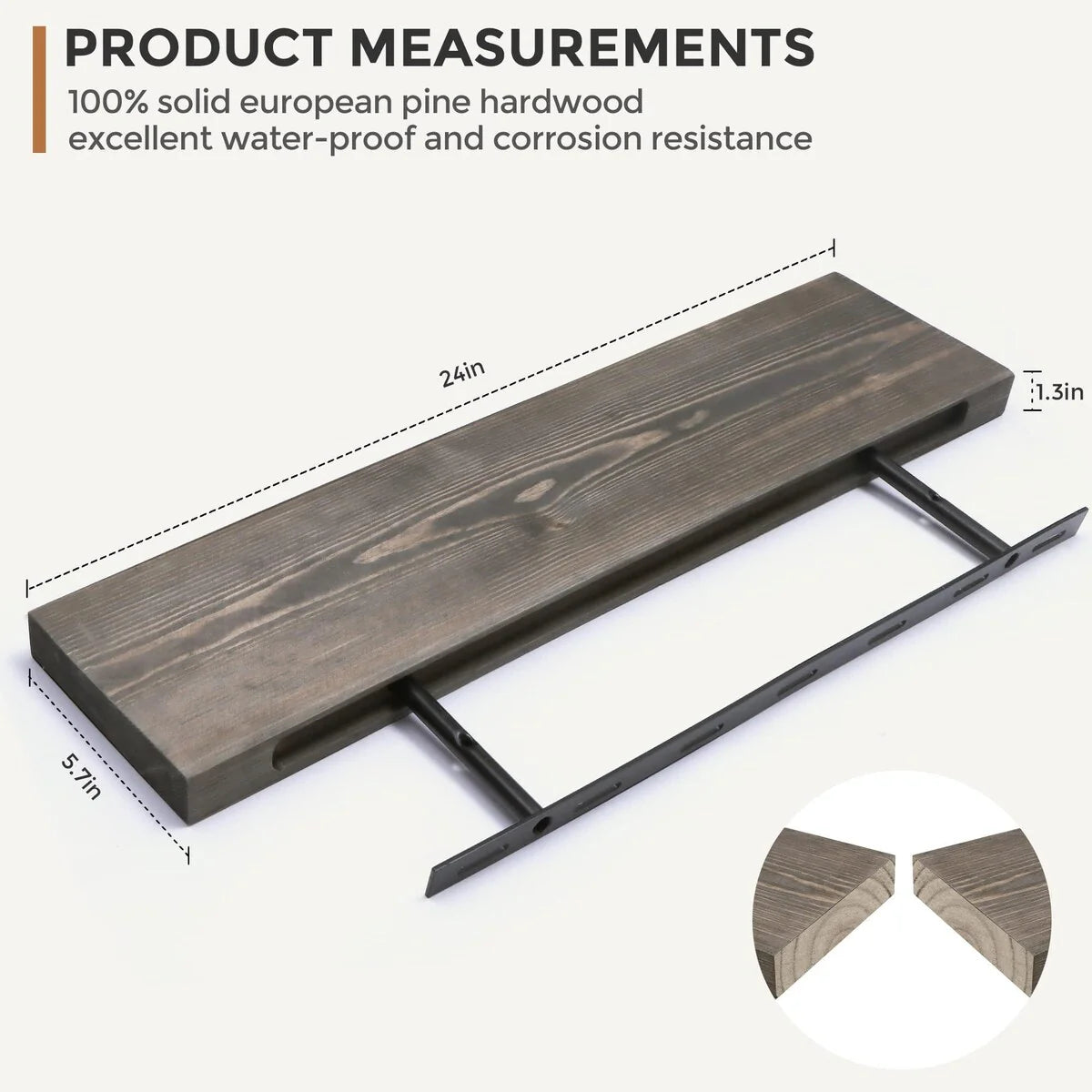 ZenVora Set of 2 Handcrafted European Pine Floating Wall Shelves, Natural Rustic Wood