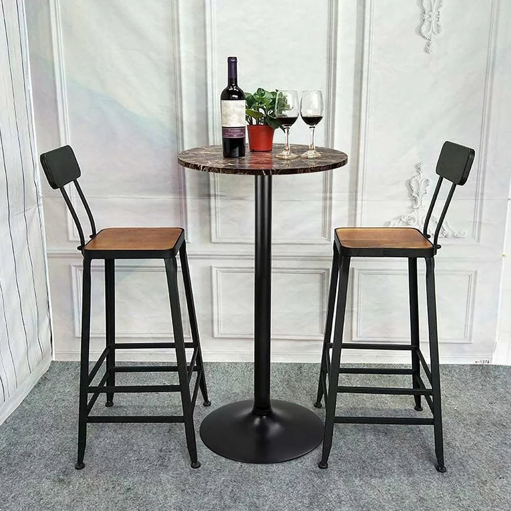 ZenVora Round Bistro Pub Table, Bar Height Cocktail Table with Metal Base and MDF Top, 23.8 Inch
