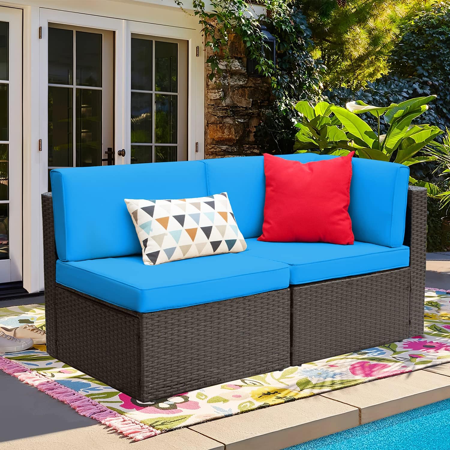 ZenVora 5-Piece All-Weather Patio Furniture Set with Cushions, Outdoor Wicker Conversation Sofa Set for Garden, Deck & Backyard