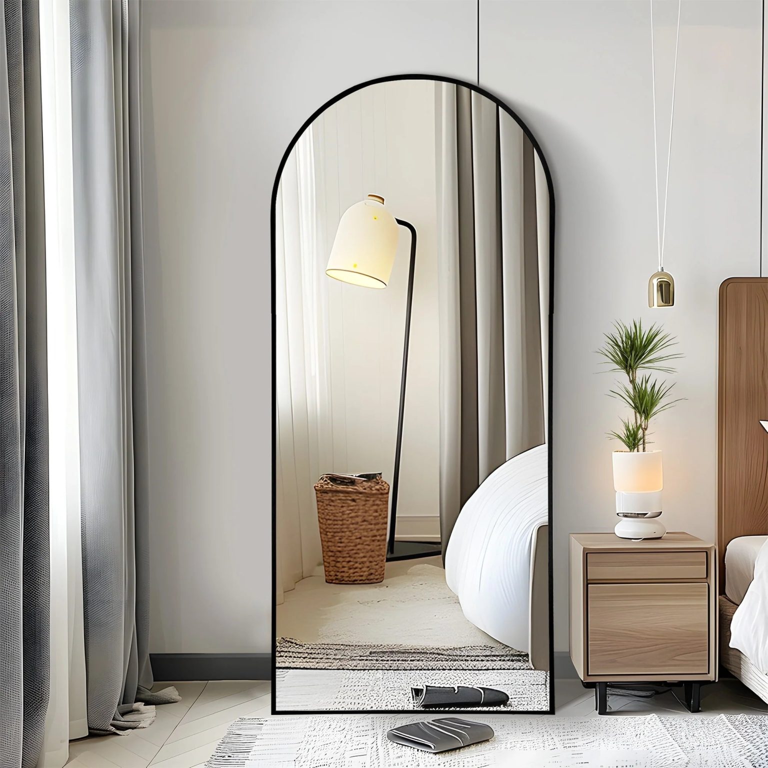 ZenVora Arched Full Length Floor Mirror, Large Full Body Standing and Wall Mounted Mirror for Bedroom, Living Room and Home Decor