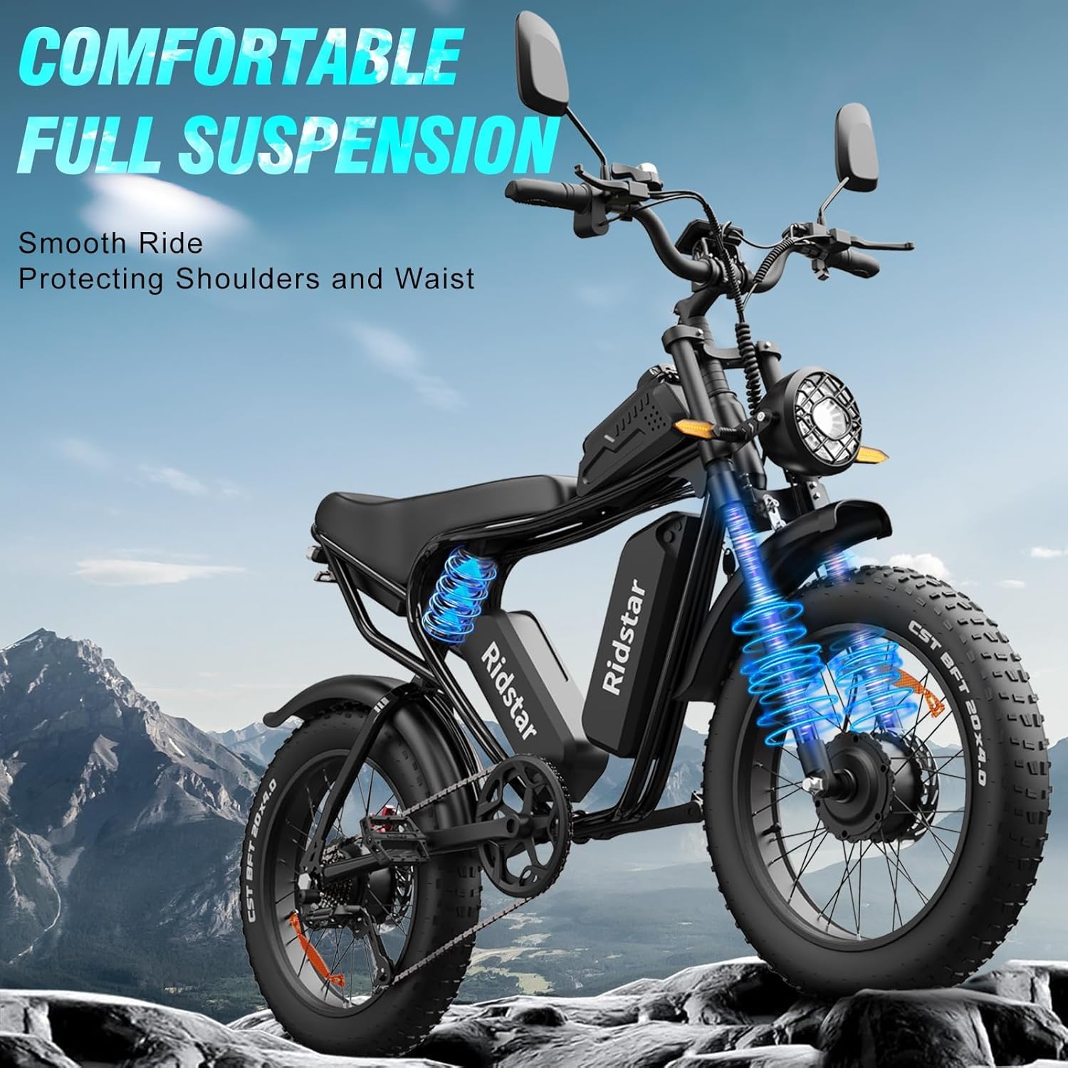 ZenVora 2000W 52V All-Terrain Fat Tire Electric Bike for Adults, 30-180 Mile Range