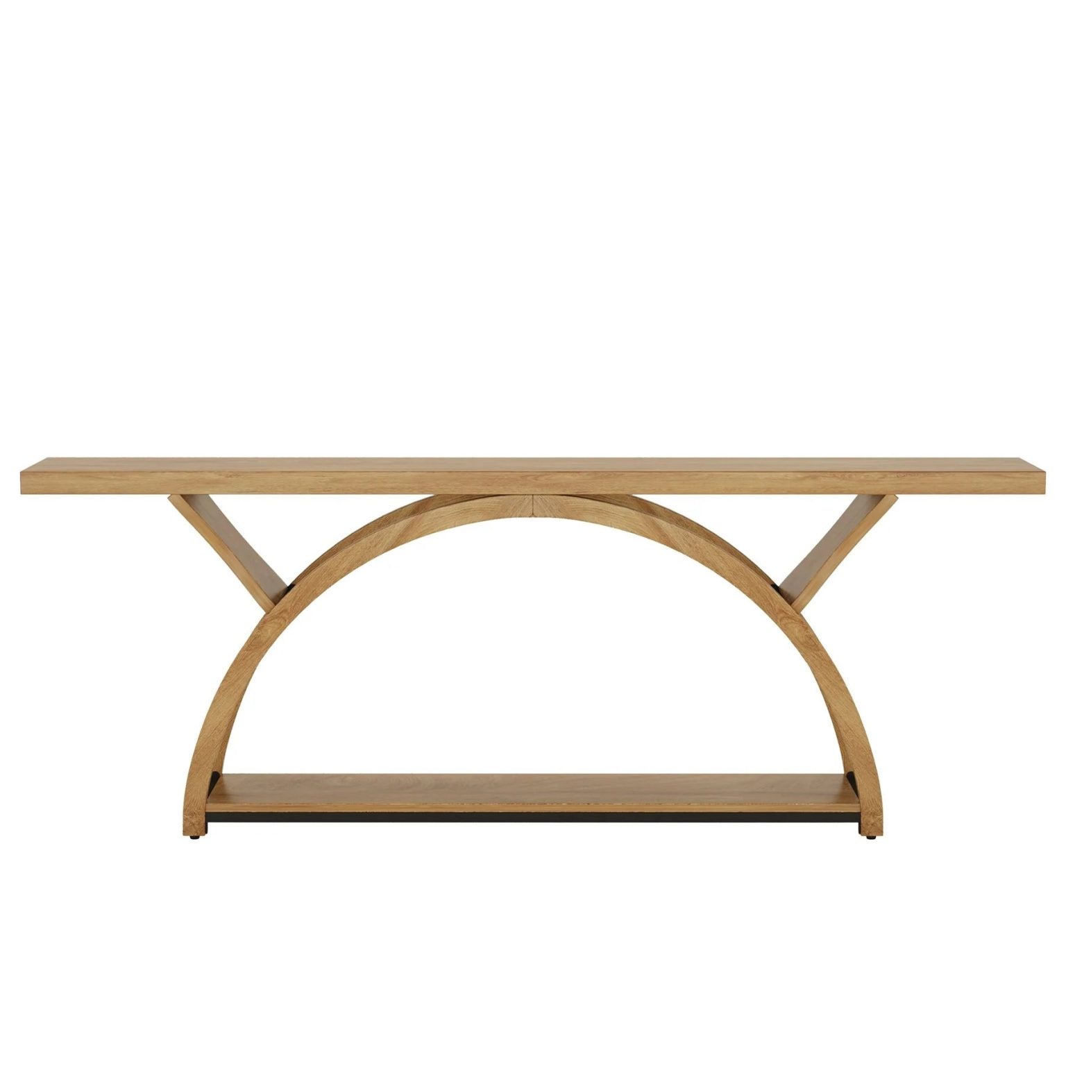 ZenVora Gray 2-Tier Slim Console Sofa Table, Semi-Circular Metal Frame for Hallway