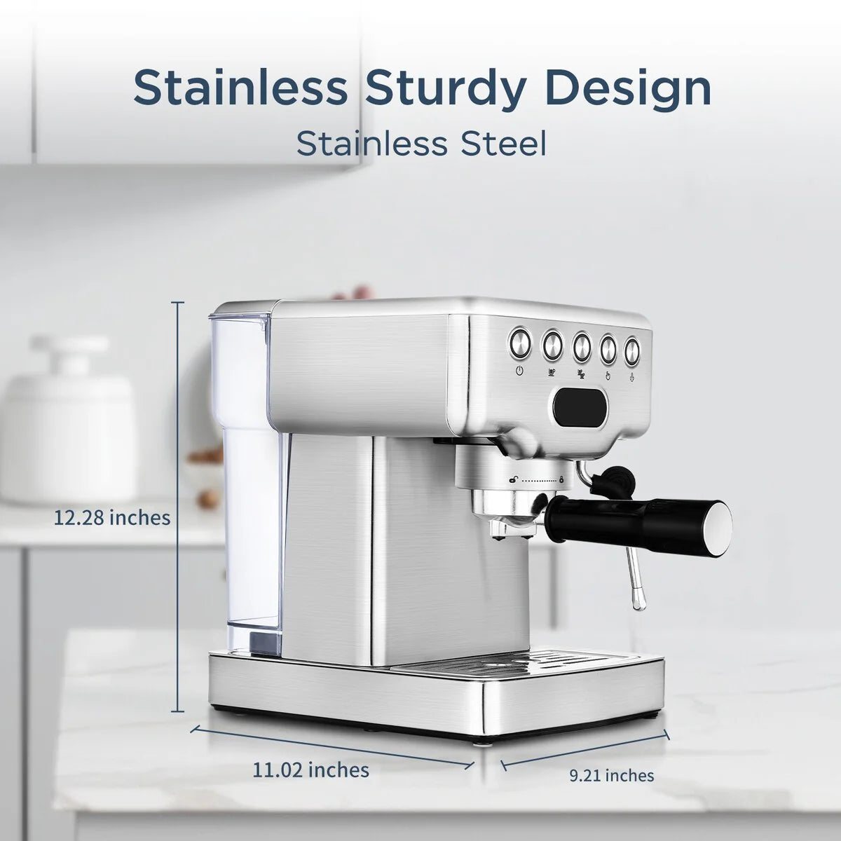 ZenVora 20-Cup Stainless Steel Semi-Automatic Espresso Machine with 0.5-Gallon Water Tank