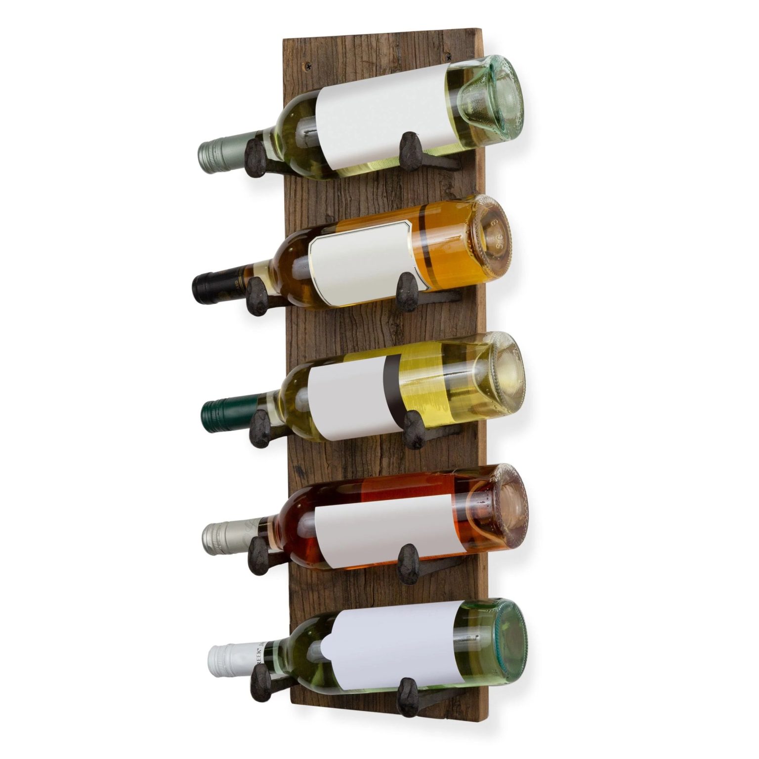 ZenVora 5 Bottle Wood Wall Mounted Wine Rack, Walnut Finish Bottle Holder for Kitchen, Dining Room and Home Bar