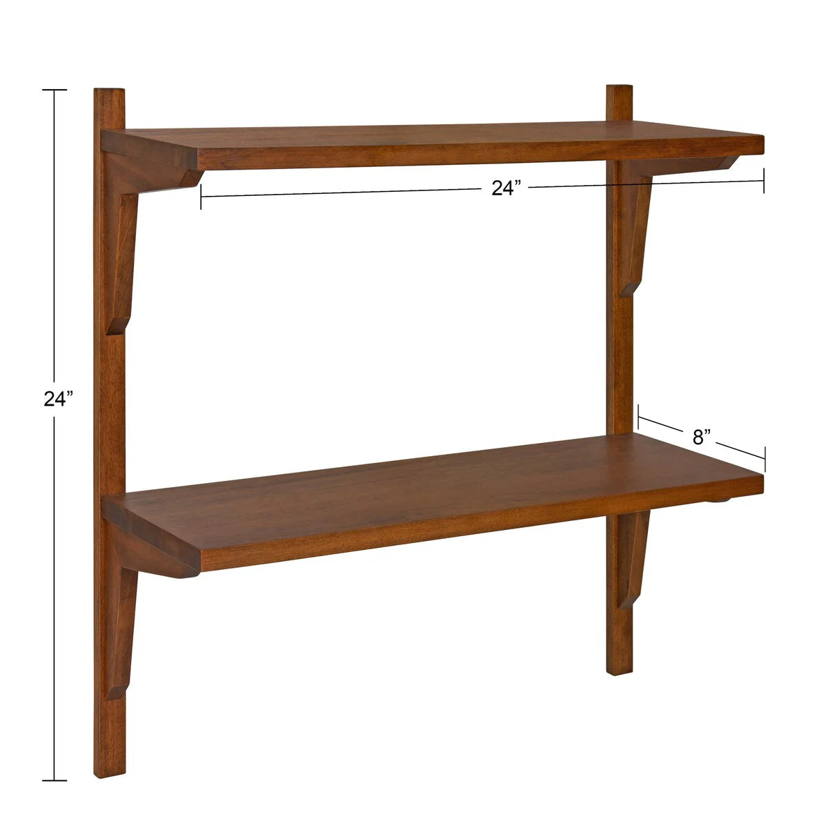 ZenVora Mid-Century Wall Shelves, 24x8x24 Inch Decorative Wall Mounted Storage and Display Shelving for Home Decor