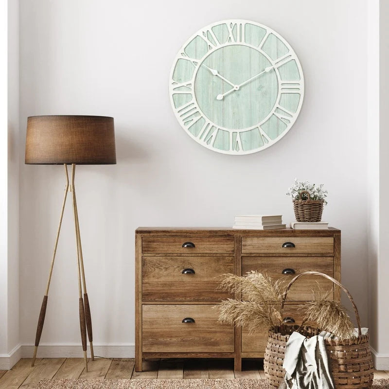 ZenVora Green Blue Quartz Coastal Wall Clock, Decorative Nautical Wall Clock for Living Room, Bedroom and Home Decor