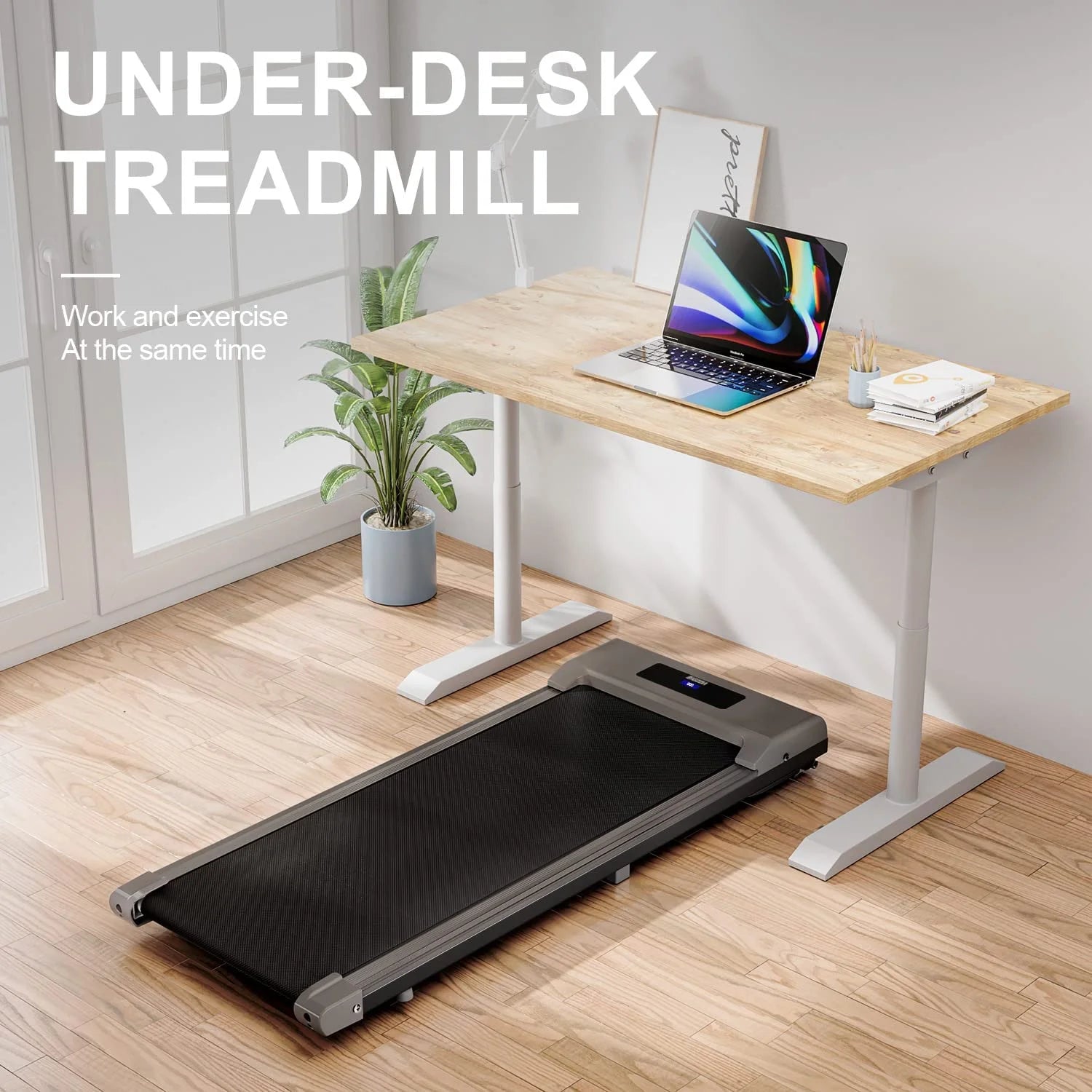ZenVora Under-Desk Walking Pad Treadmill with Remote Control and LCD Display, 265-Lb. Capacity, Pink