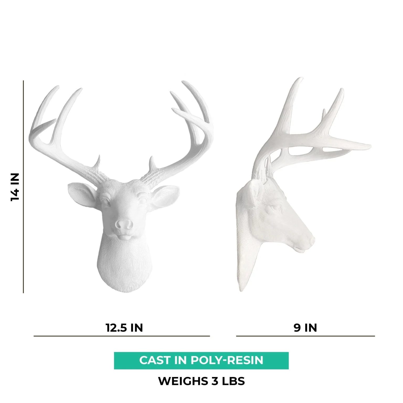 ZenVora White Deer Head Wall Decor, Modern Decorative Animal Head Sculpture for Living Room, Bedroom and Home Decoration