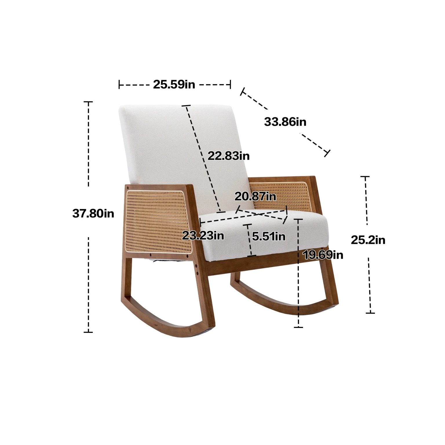 ZenVora Upholstered Tall Back Rocking Chair, Smooth Gliding Accent Armchair for Comfortable Living Room Seating