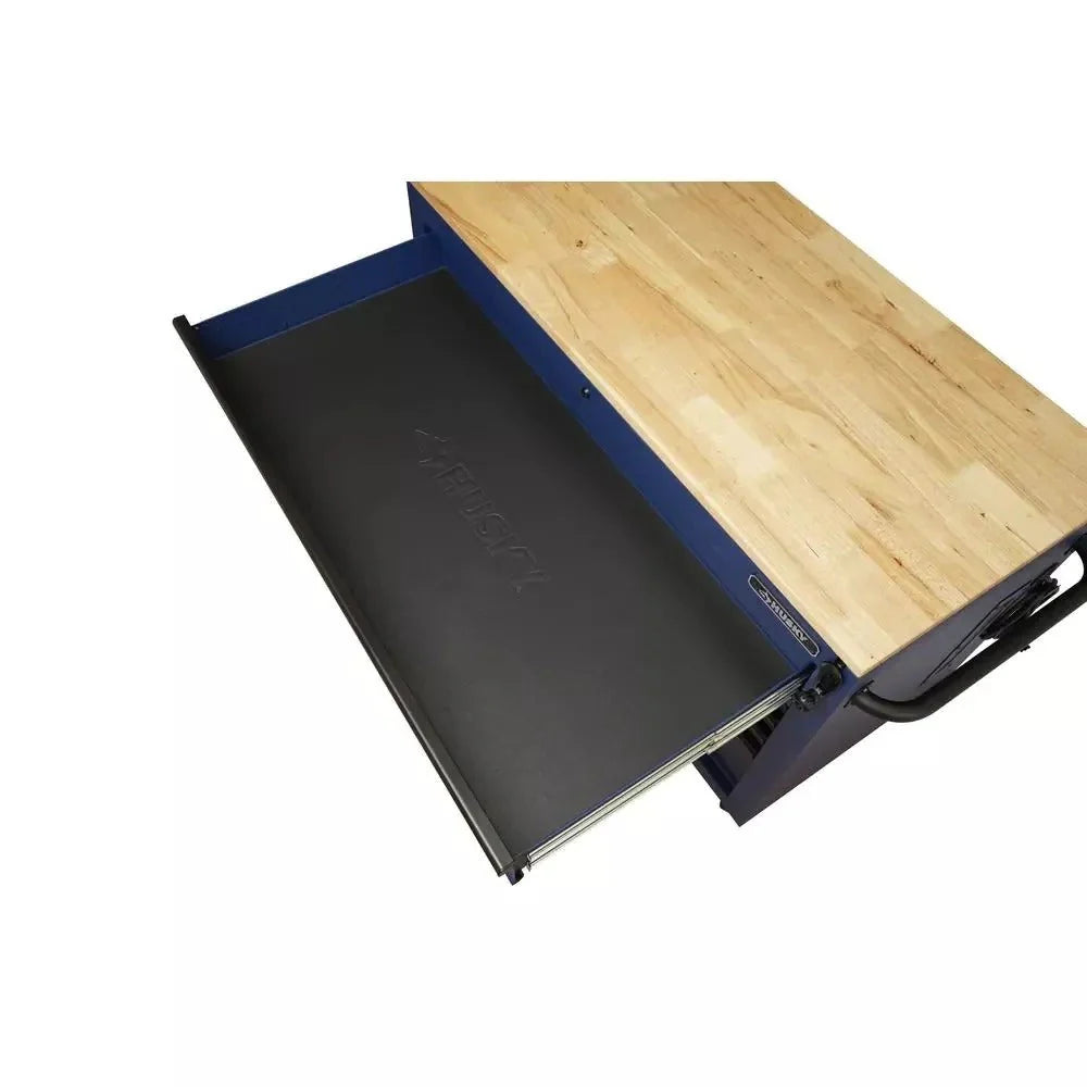 ZenVora 52-Inch 9-Drawer Mobile Workbench with Adjustable Height Wood Top, Heavy Duty Rolling Tool Cabinet