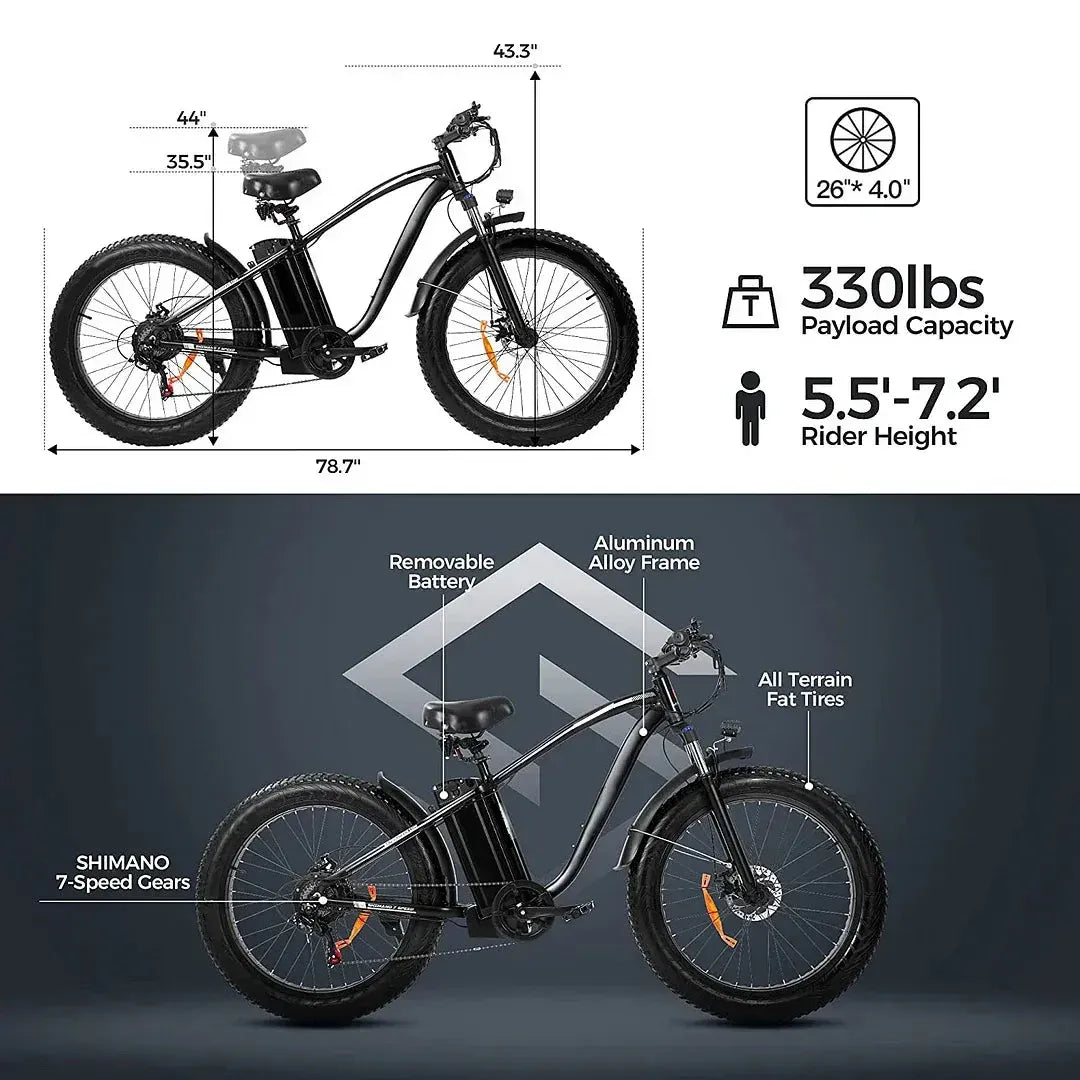 ZenVora Outdoor electric bike with 48V/15Ah lithium battery