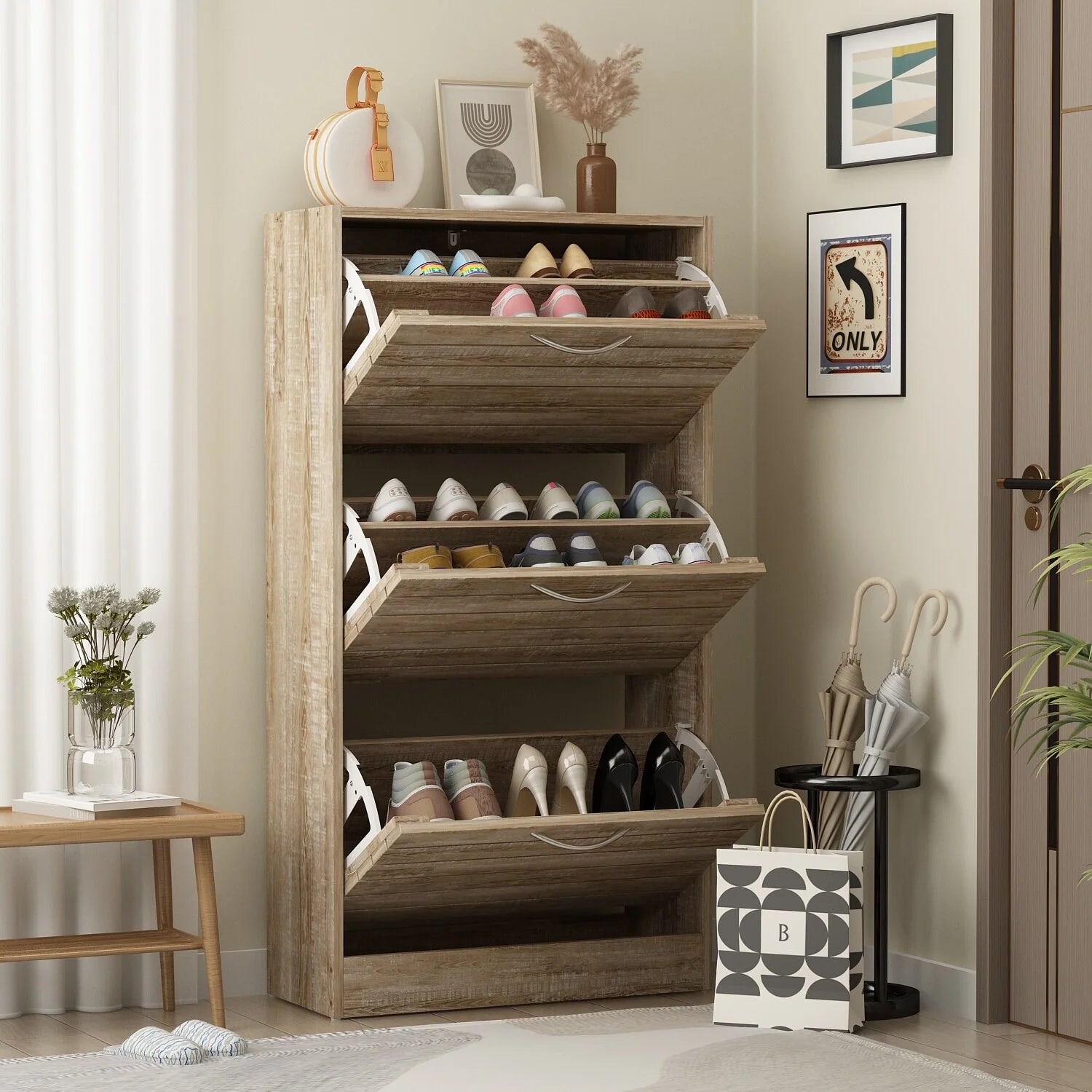 ZenVora Modern Shoe Storage Cabinet for Entryway and Hallway, Space-Saving Shoe Organizer