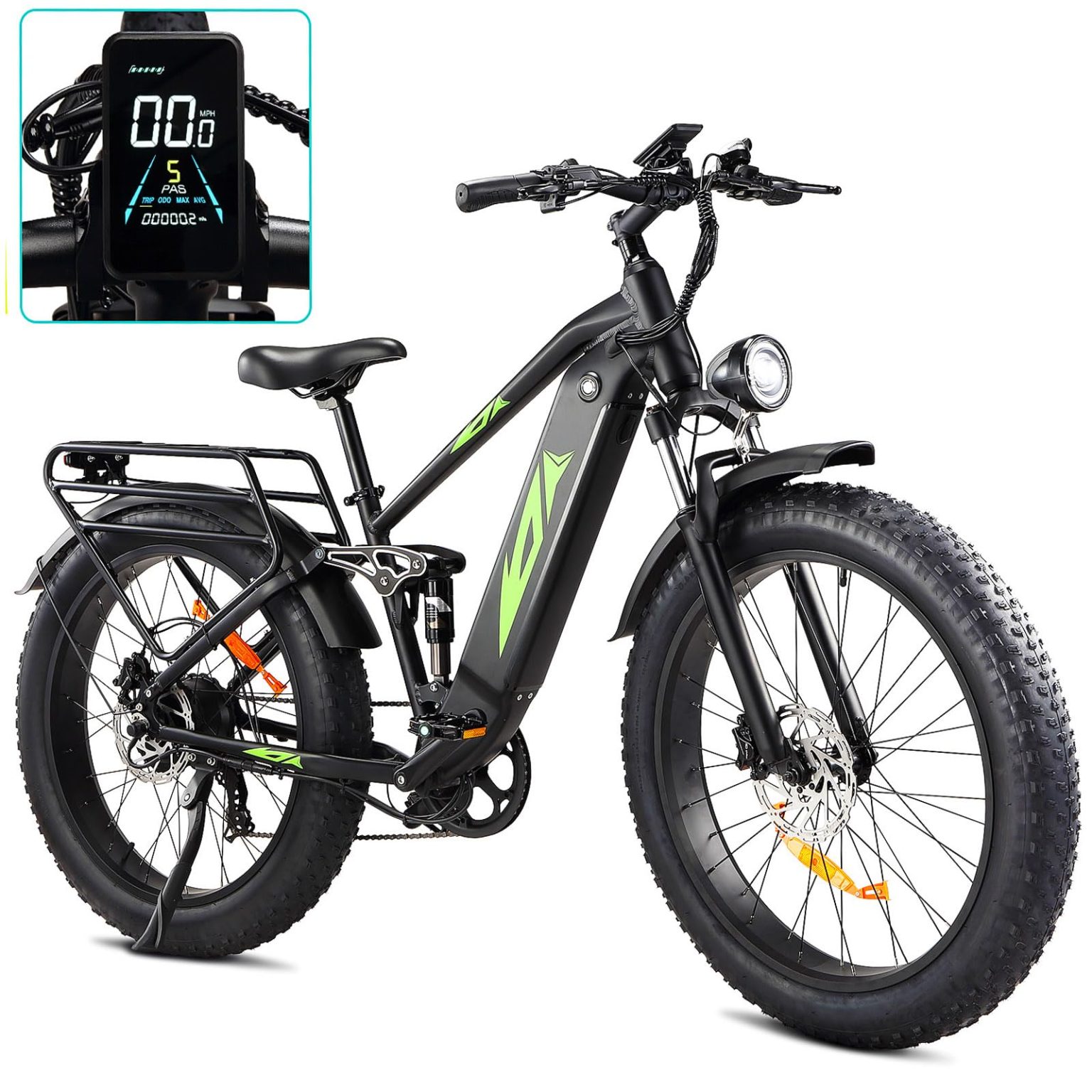 ZenVora 1000W Electric Bike for Adults, 48V 17.5Ah Battery, 26-Inch Fat Tires, Full Suspension, 7-Speed, 28 MPH, Up to 60 Miles, UL Certified