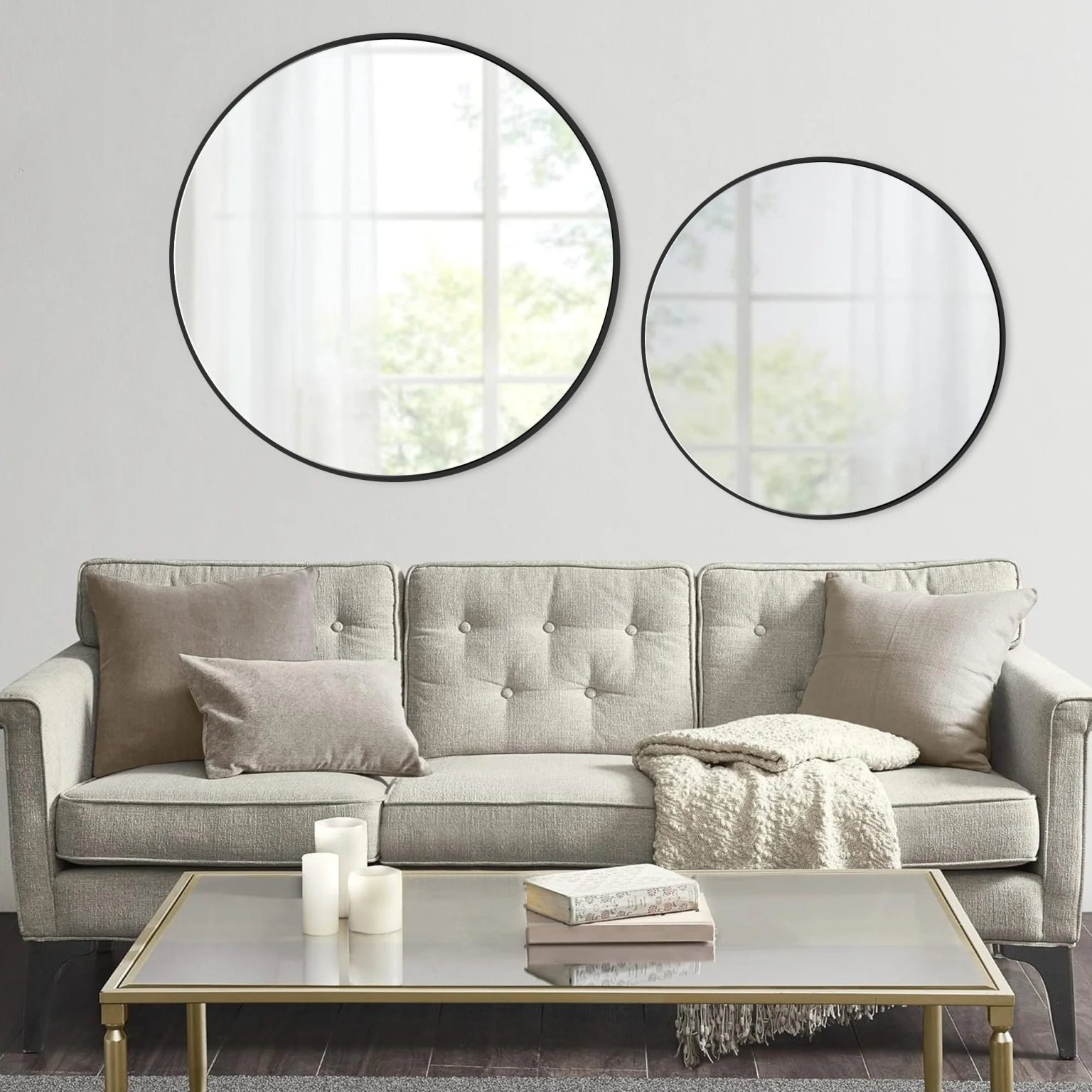 ZenVora Modern Round Bathroom Vanity Mirror, Wall Mounted Circular Mirror for Bathroom, Bedroom and Home Decor