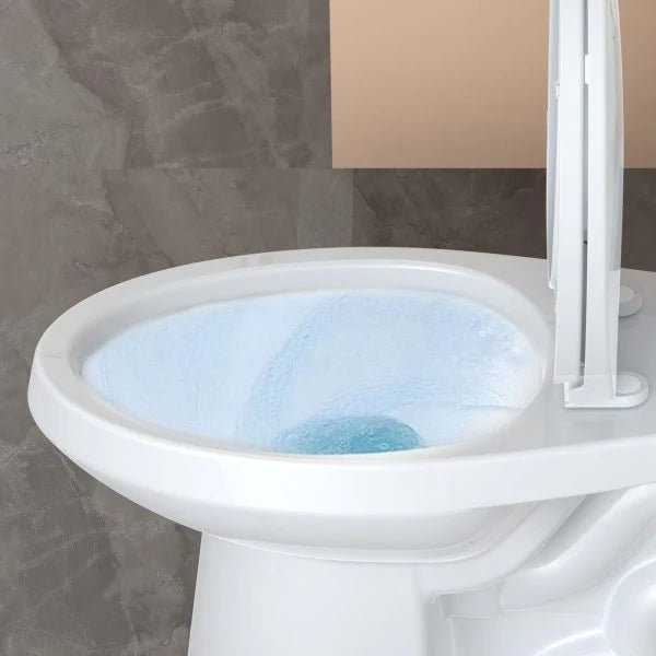 ZenVora Two-Piece Elongated Toilet with Soft-Close Seat, 1.28 GPF Siphonic Flush, Universal Height, Cotton White