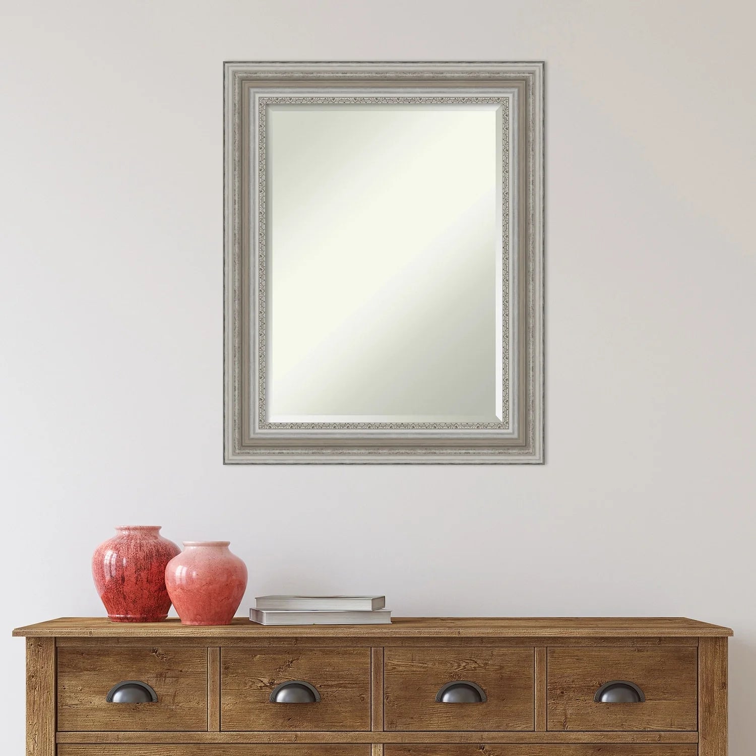 ZenVora Beveled Bathroom Wall Mirror, Silver Frame Decorative Vanity Mirror for Bathroom, Bedroom and Entryway