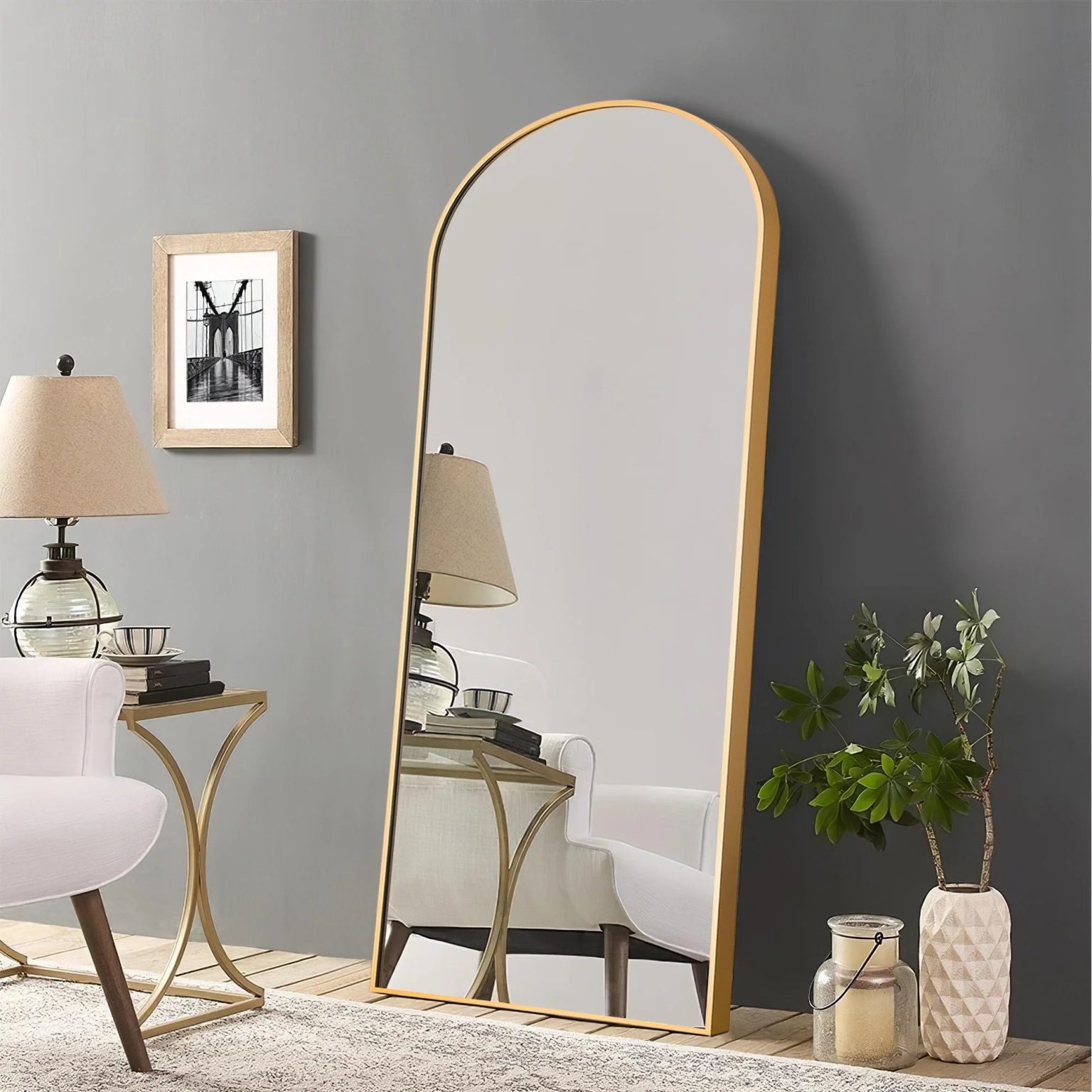 ZenVora Arched Full Length Floor Mirror, Large Full Body Standing and Wall Mounted Mirror for Bedroom, Living Room and Home Decor