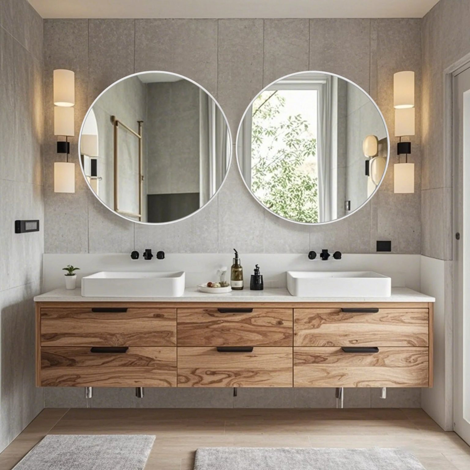 ZenVora Modern Round Bathroom Vanity Mirror, Wall Mounted Circular Mirror for Bathroom, Bedroom and Home Decor