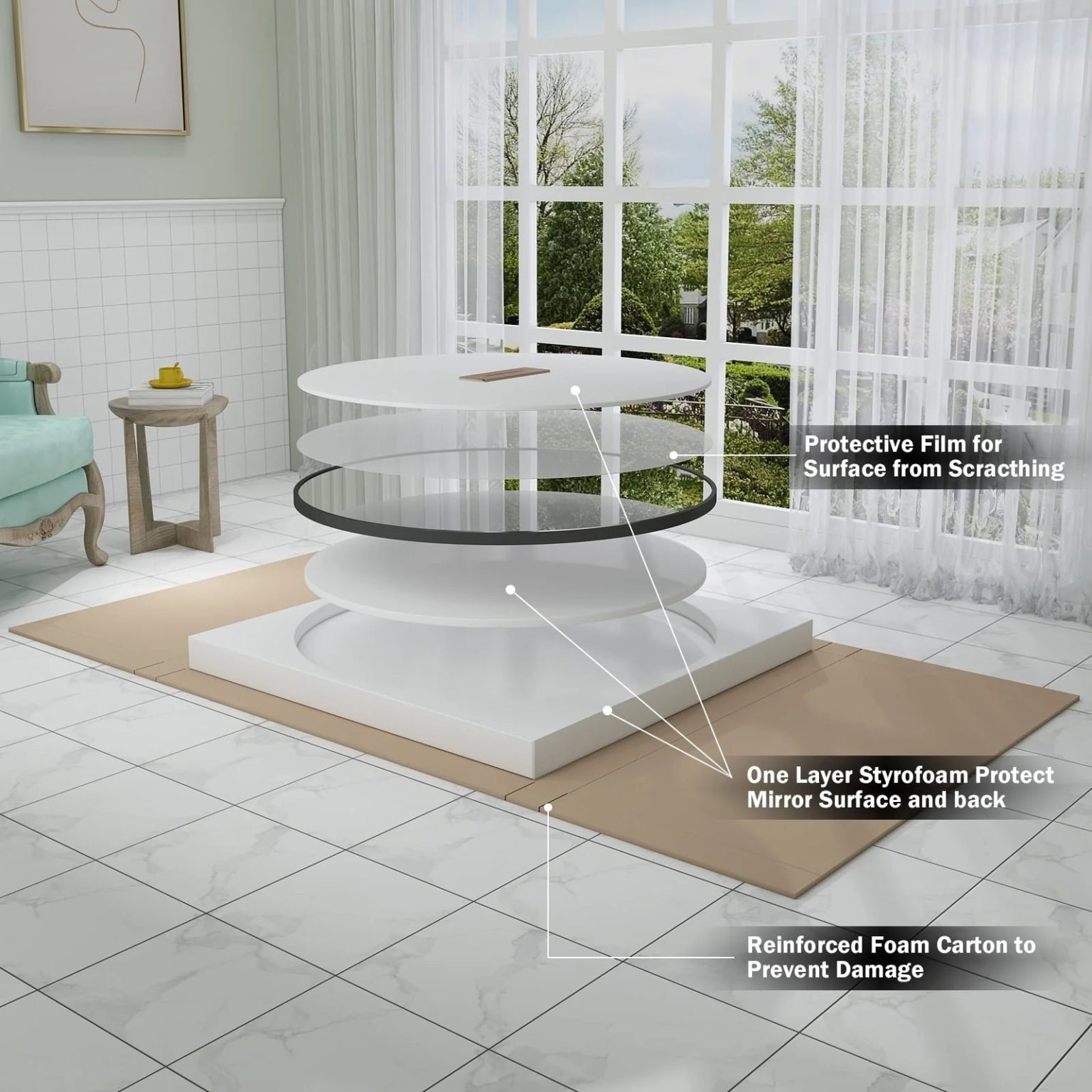 ZenVora Round Metal Black Frame Bathroom Vanity Mirror, Wall Mounted Decorative Mirror