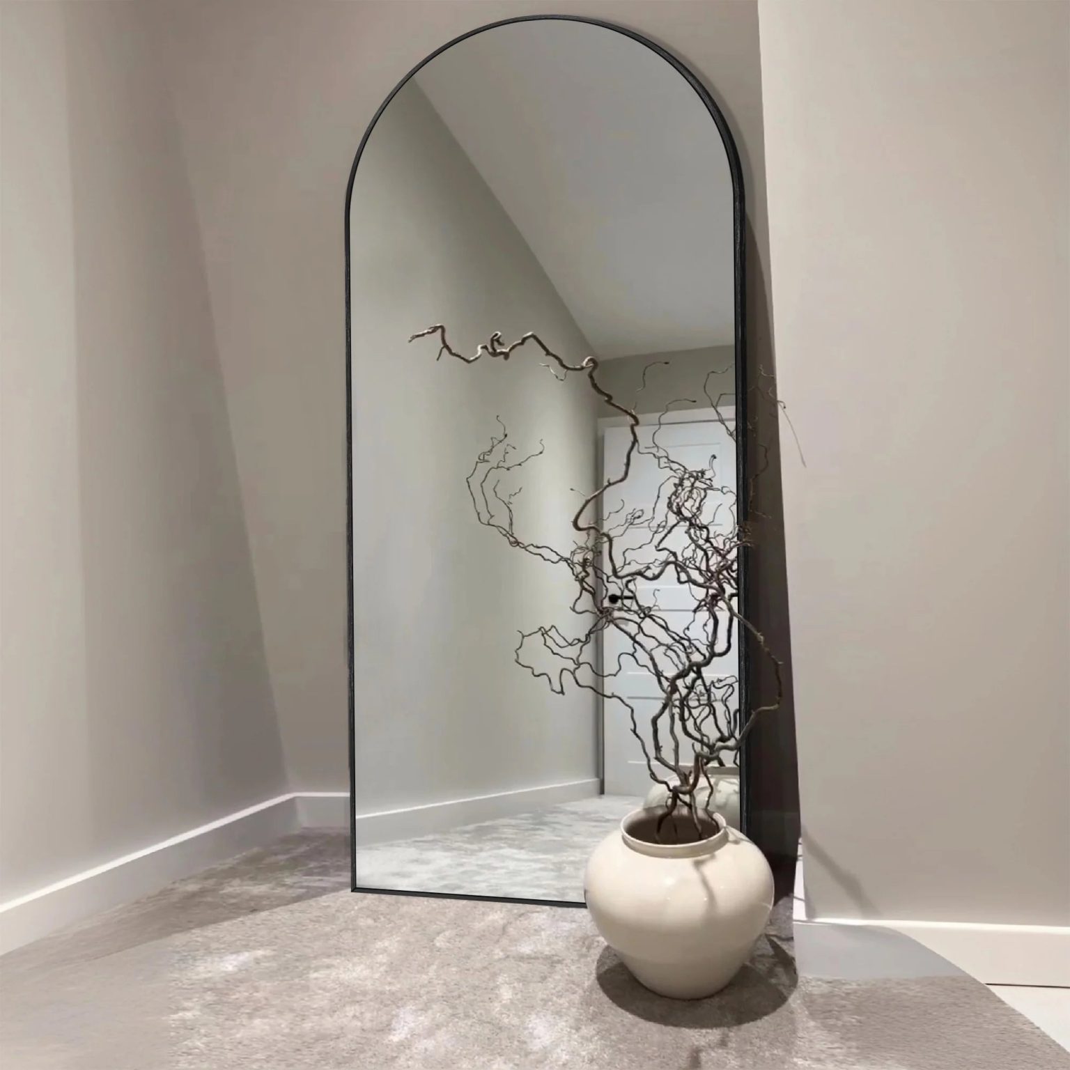 ZenVora Modern Arched Full Length Floor Mirror, Aluminum Alloy Frame Standing Full Body Mirror