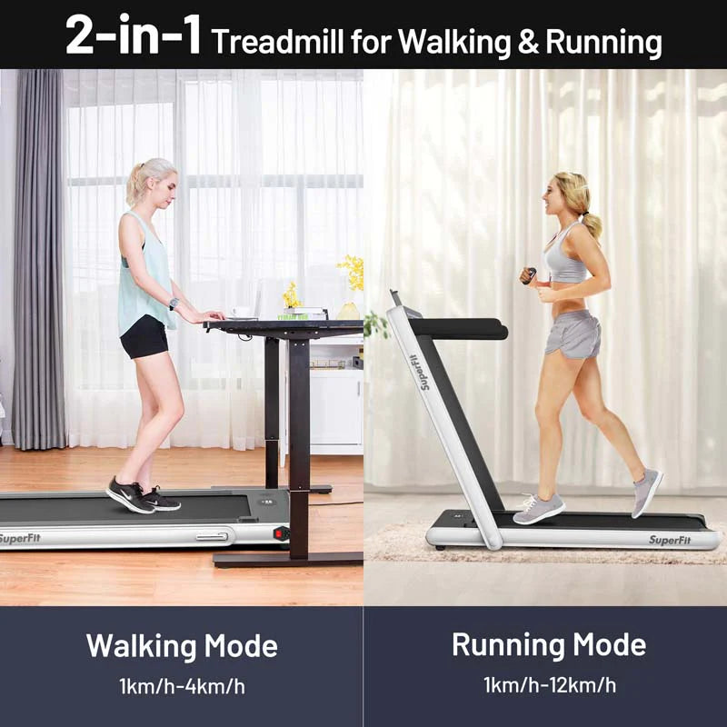 ZenVora 2-in-1 Folding Electric Treadmill, 2.25 HP, Under-Desk, with Dual Display and Smart App Control
