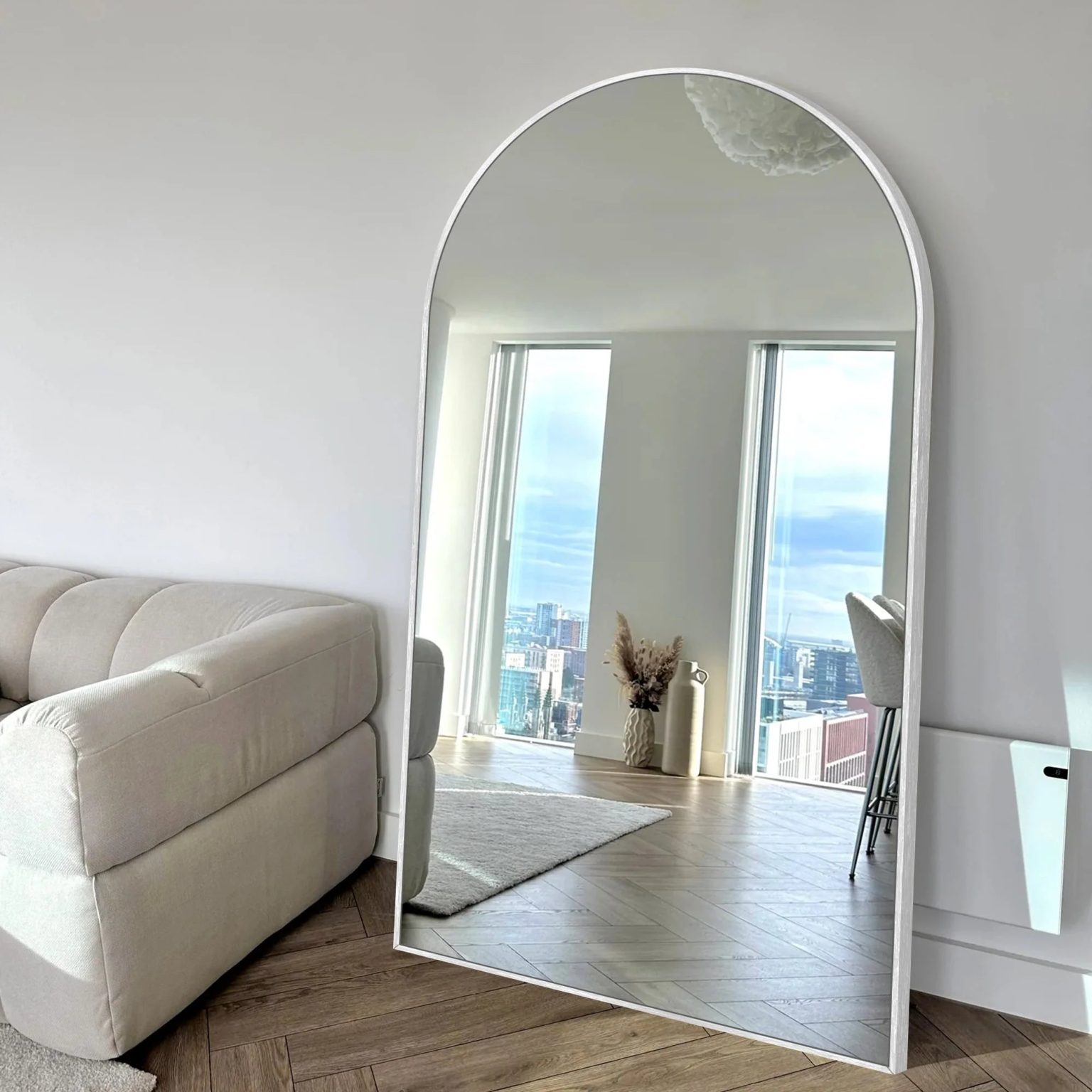 ZenVora Modern Arched Full Length Floor Mirror, Aluminum Alloy Frame Standing Full Body Mirror