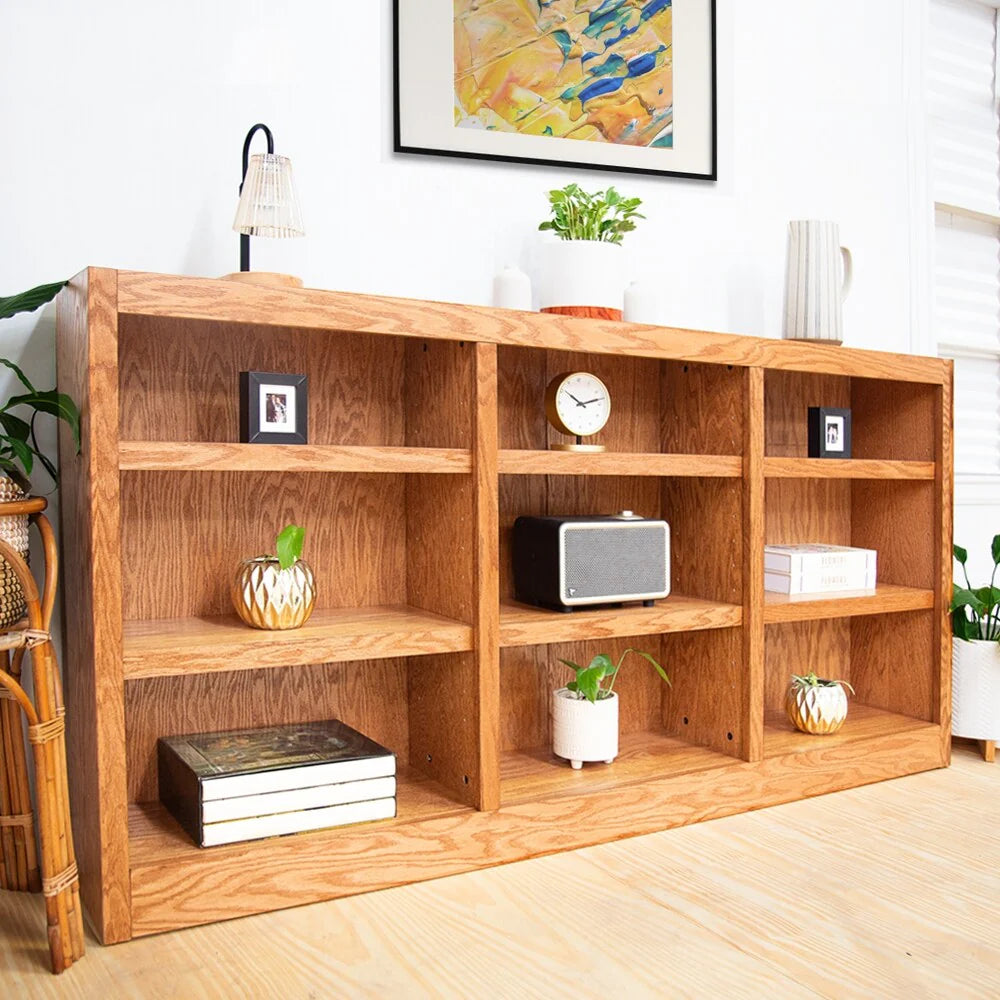 ZenVora Triple Wide Wood Bookcase, 9 Shelf 36 Inch Tall Bookshelf for Home, Office and Display Storage