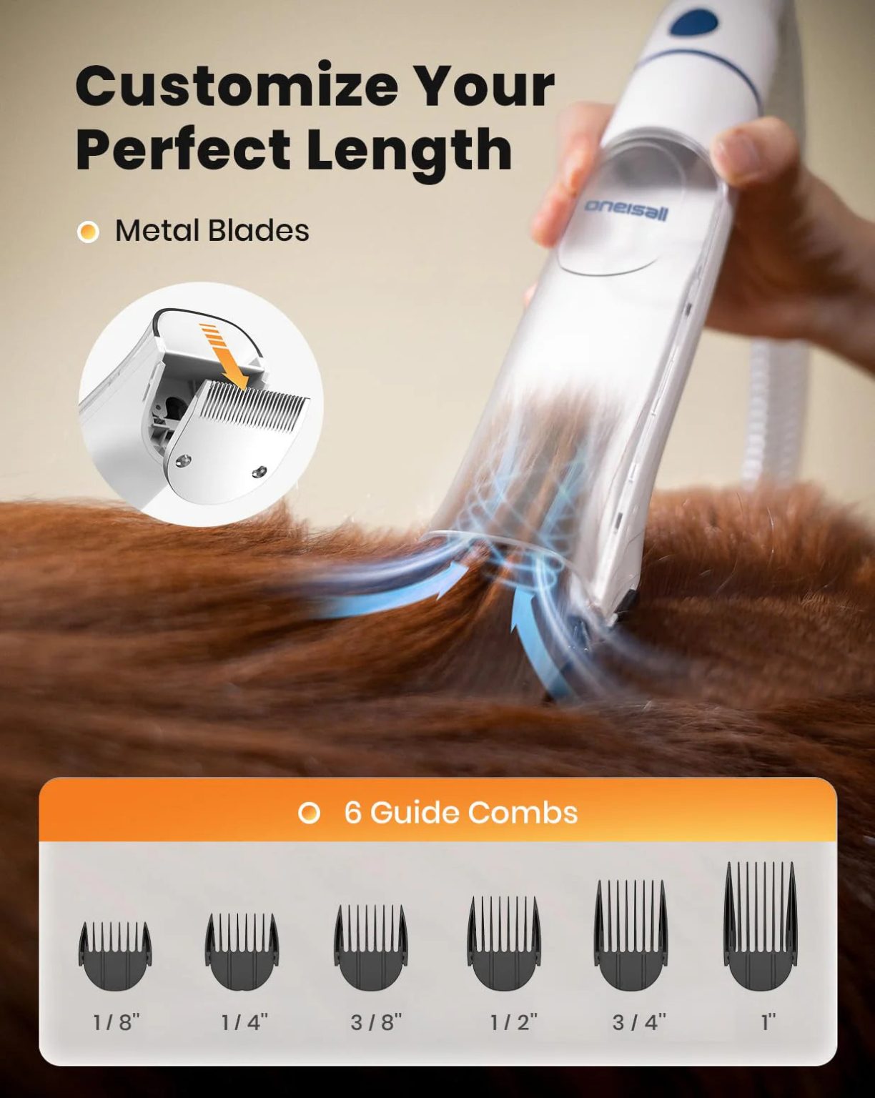 ZenVora 8-in-1 Dog Grooming Vacuum & Dryer, Pet Shedding and Grooming Kit for Hair Removal, Clipping and Drying
