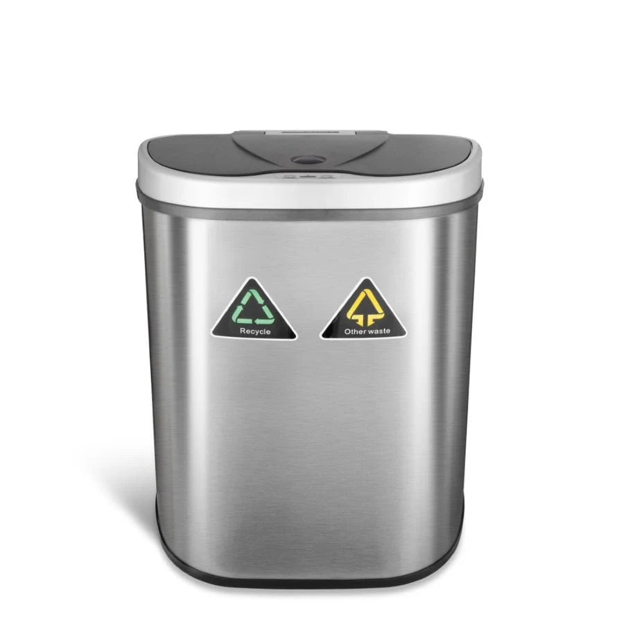 ZenVora 18 Gallon Dual Compartment Motion Sensor Trash Can, Automatic Hands-Free Kitchen Garbage Bin