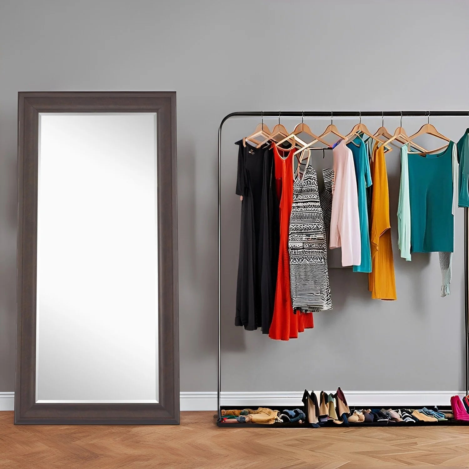 ZenVora Tall Full Length Mirror, Oversized Rectangle Full Body Wall Mounted Mirror with Smooth Faux Wood Frame