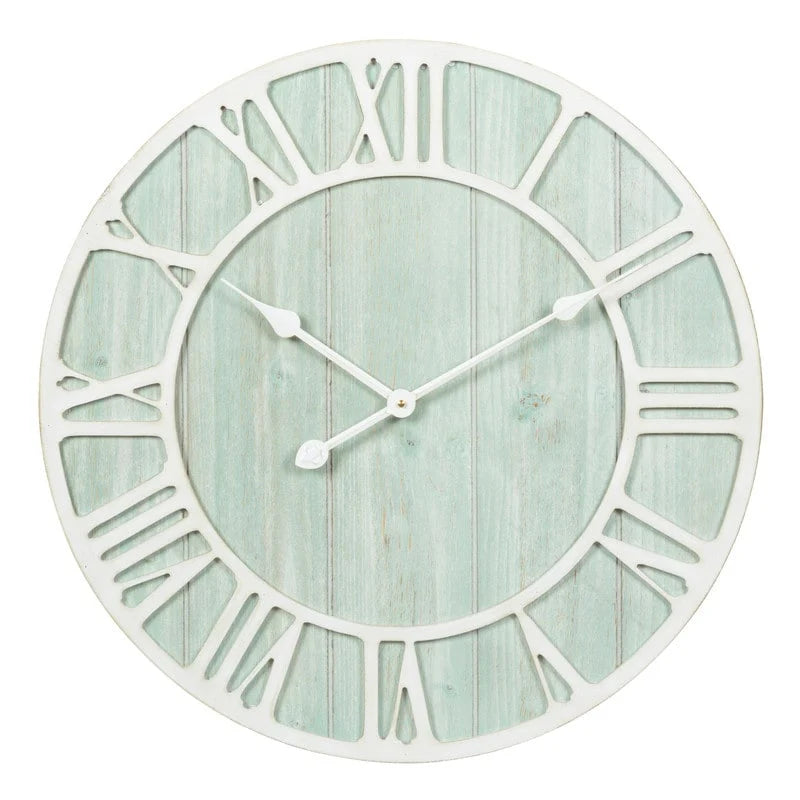 ZenVora Green Blue Quartz Coastal Wall Clock, Decorative Nautical Wall Clock for Living Room, Bedroom and Home Decor