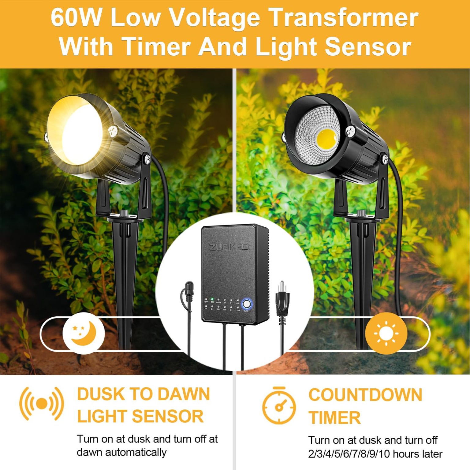 ZenVora 8 Pack 5W LED Landscape Lighting Kit, 3000K Warm White Low Voltage Outdoor Garden Pathway Lights