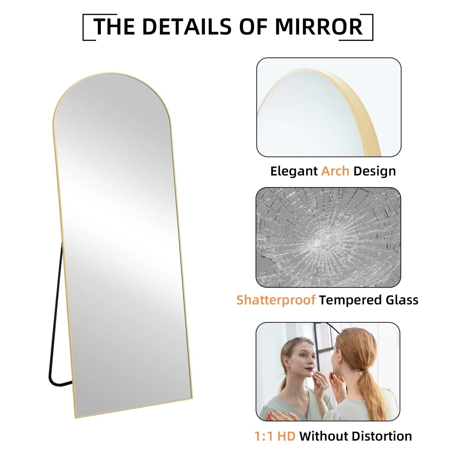 ZenVora 64x21 Full Length Floor Mirror, Large Full Body Aluminum Alloy Frame Standing Mirror with Stand and Wall Mount Option