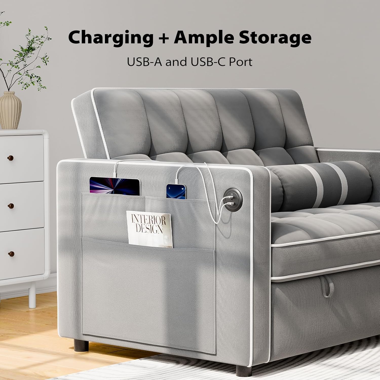 ZenVora 3-in-1 Convertible Sleeper Sofa Bed