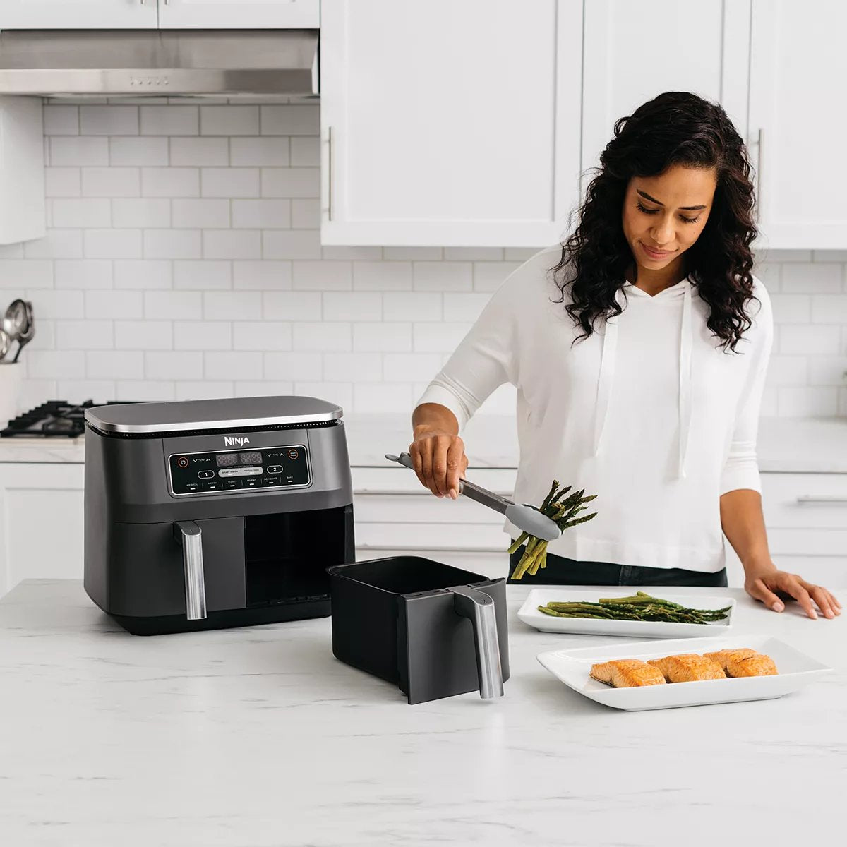 ZenVora 8-Quart Dual-Zone 2-Basket Air Fryer with 6 Cooking Functions