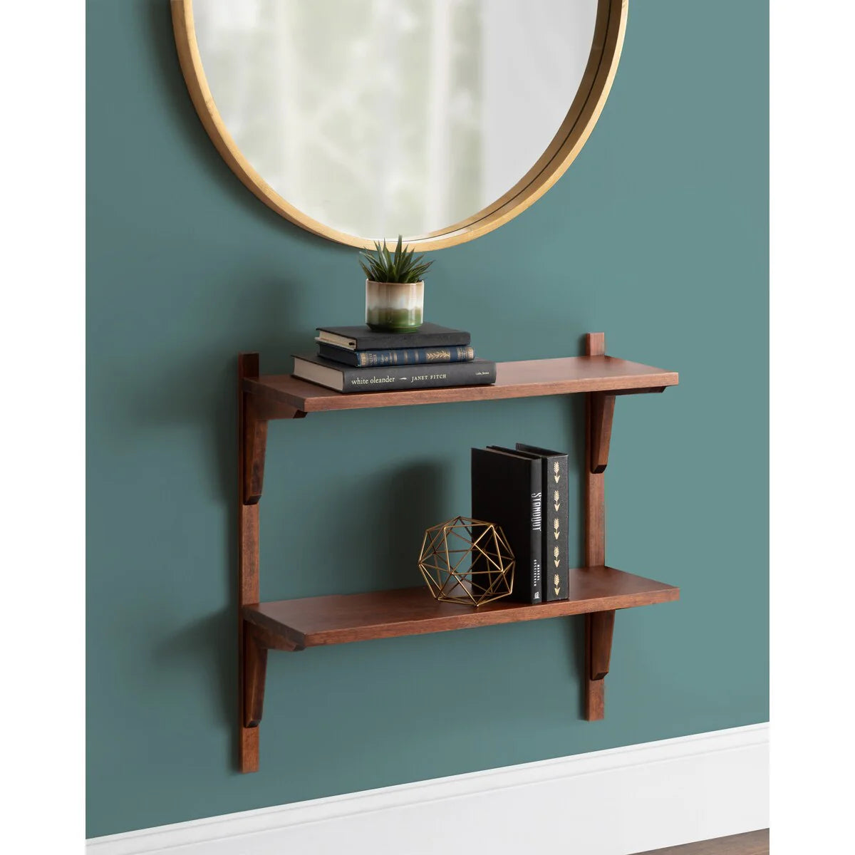 ZenVora Mid-Century Wall Shelves, 24x8x24 Inch Decorative Wall Mounted Storage and Display Shelving for Home Decor
