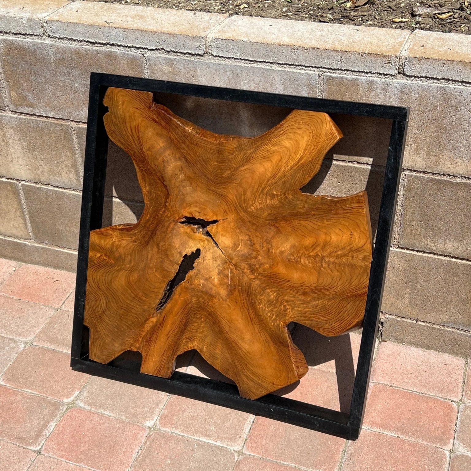 ZenVora Abstract Live Edge Teak Wood Wall Sculpture, Natural Wooden Wall Art Decor for Living Room and Home Decoration