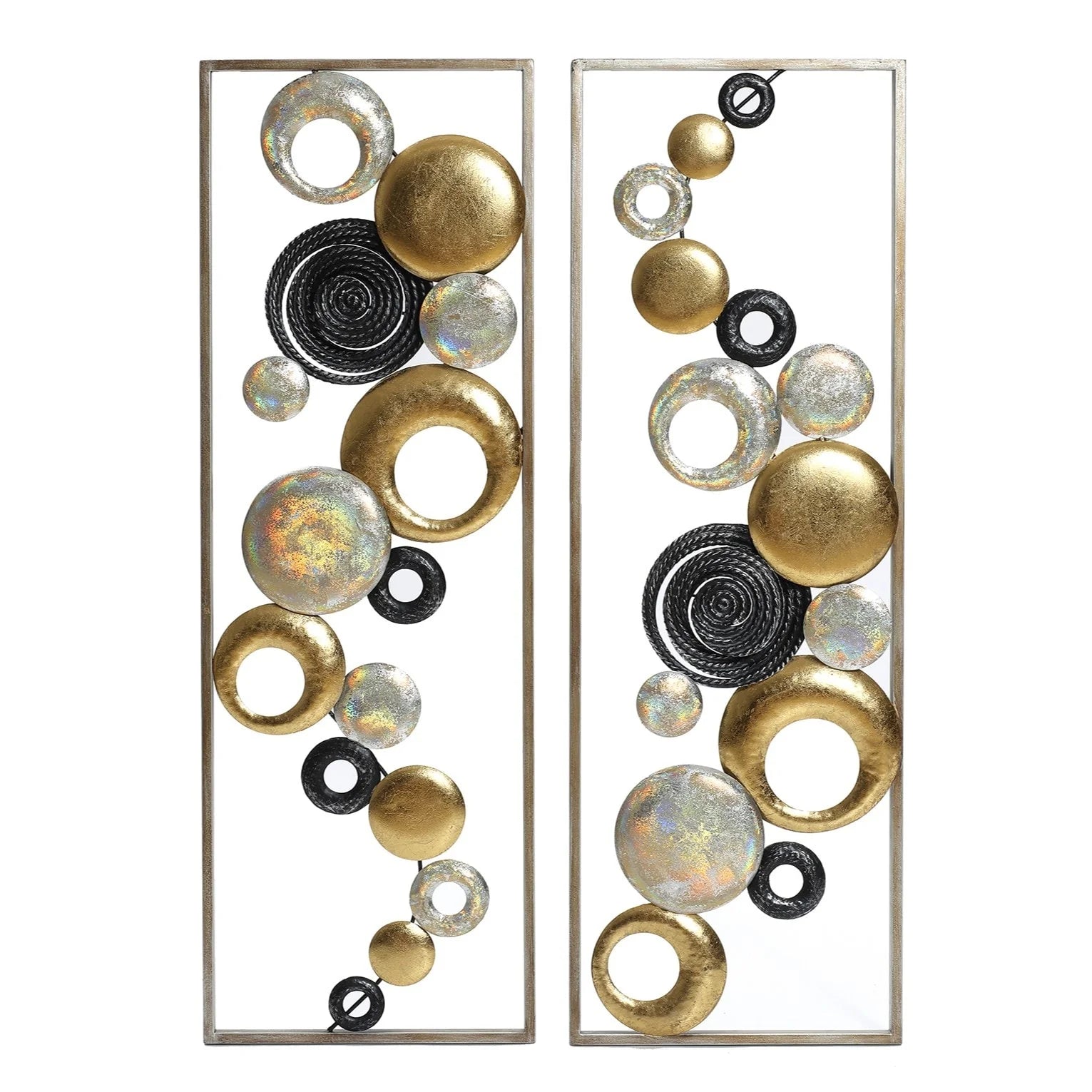 ZenVora Set of 2 Modern Multi-Color Abstract Metal Wall Decor Panels, Decorative Wall Art for Living Room and Bedroom