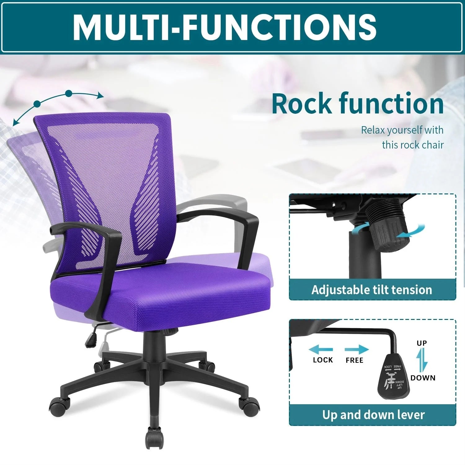 ZenVora Ergonomic Mesh Office Chair with Lumbar Support, Breathable Computer Desk Chair