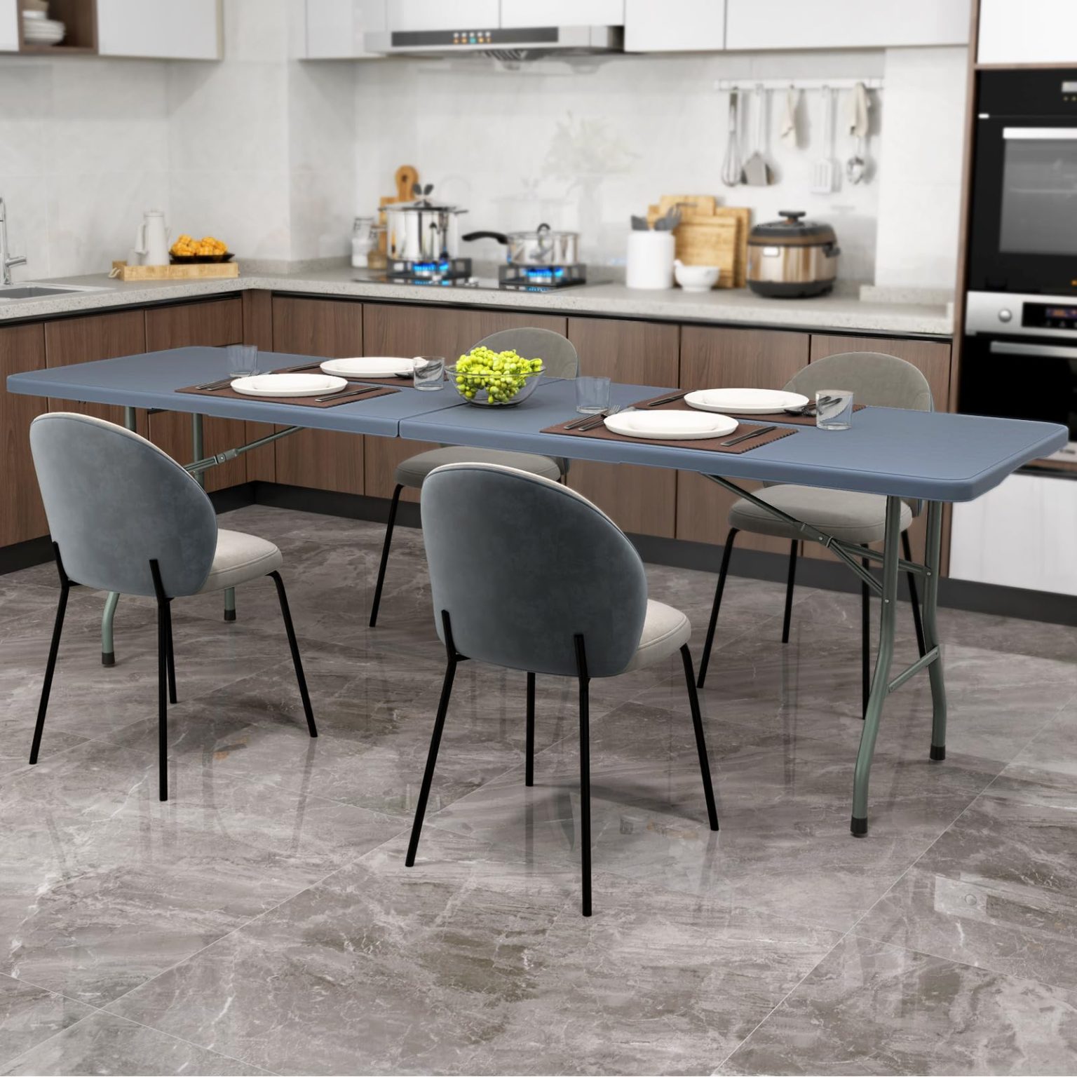 ZenVora 8FT Folding Table 350LBS – Heavy Duty Plastic Table with HDPE Top & Handle