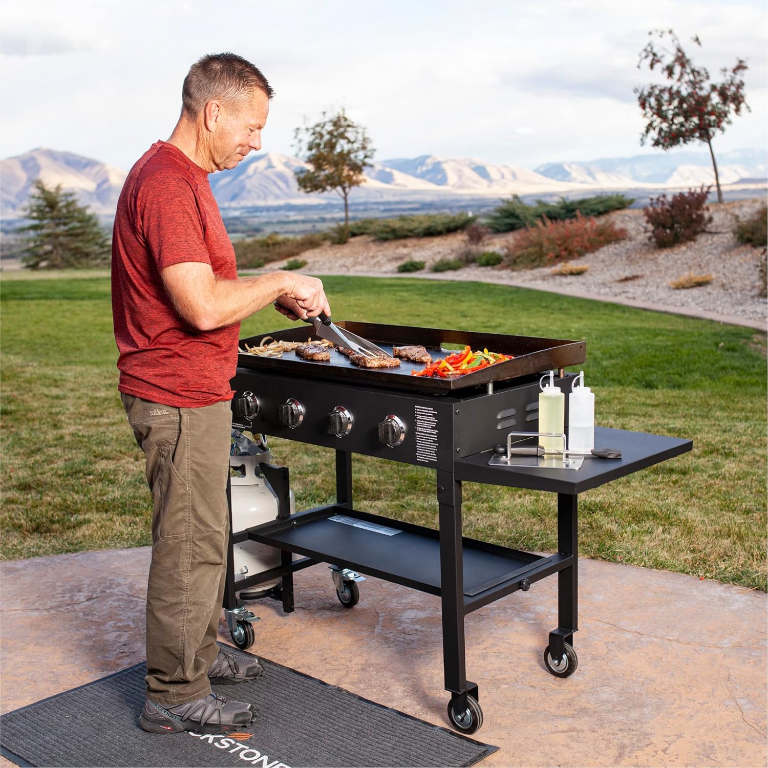 ZenVora 36-Inch 4-Burner Propane Gas Griddle with Flat Top and Side Stands