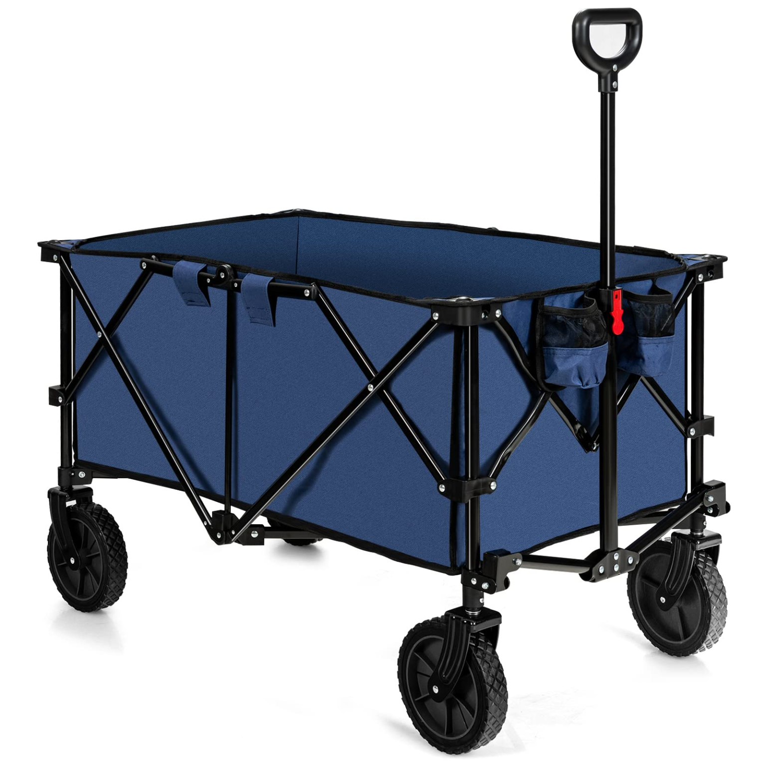 ZenVora Collapsible Folding Utility Wagon Cart with Universal Wheels, Adjustable Handle and Cover Bag