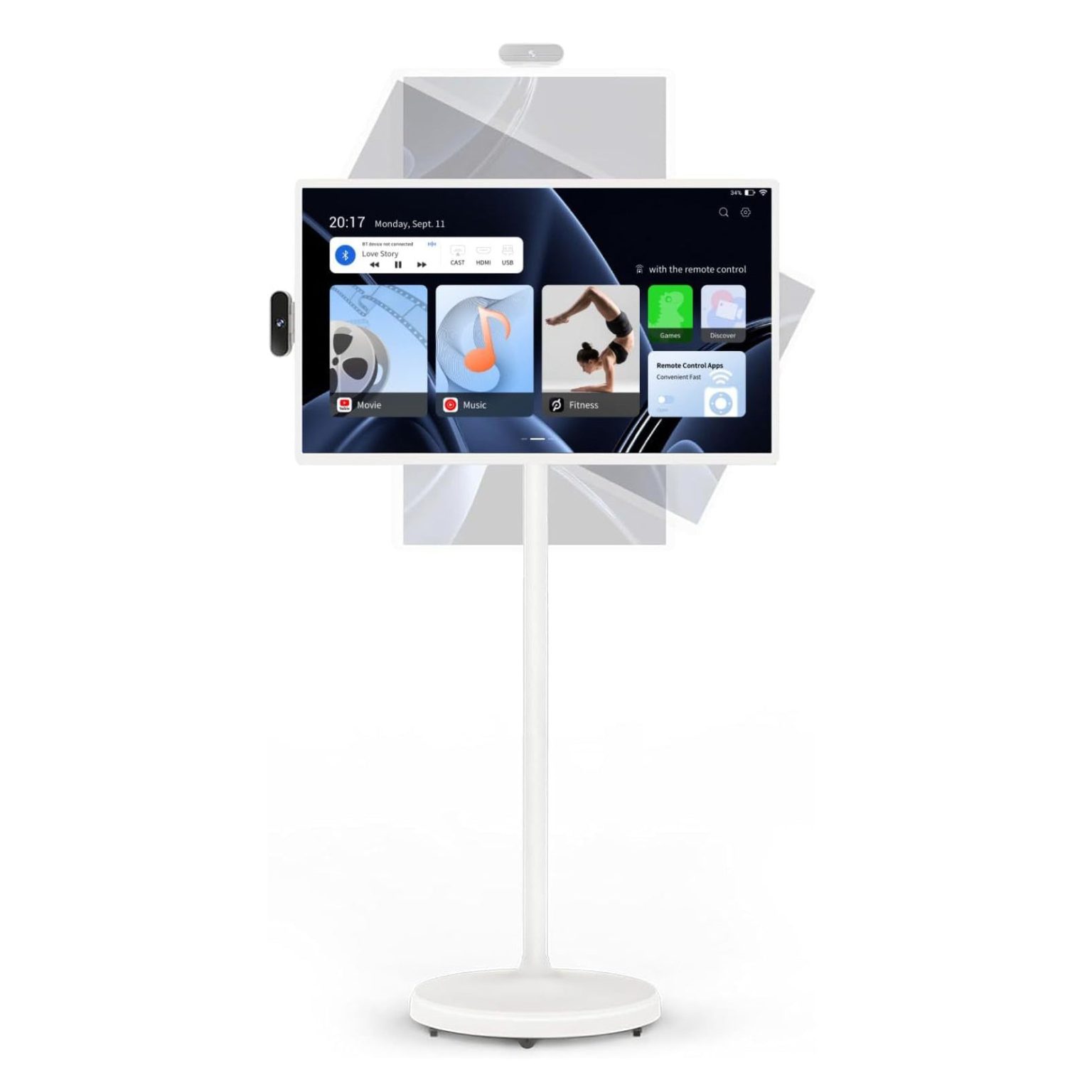 ZenVora 32-Inch Portable Smart Touchscreen Display - FHD 1080p Mobile Monitor with Adjustable Stand, Battery, HD Camera & Wireless Casting
