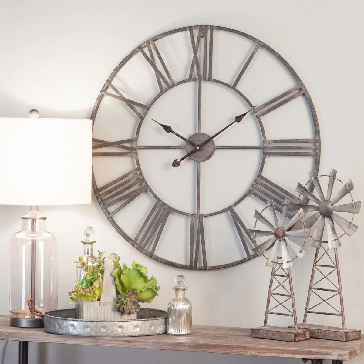 ZenVora Modern Round Metal Wall Clock, Decorative Circular Hanging Clock for Living Room, Bedroom and Office