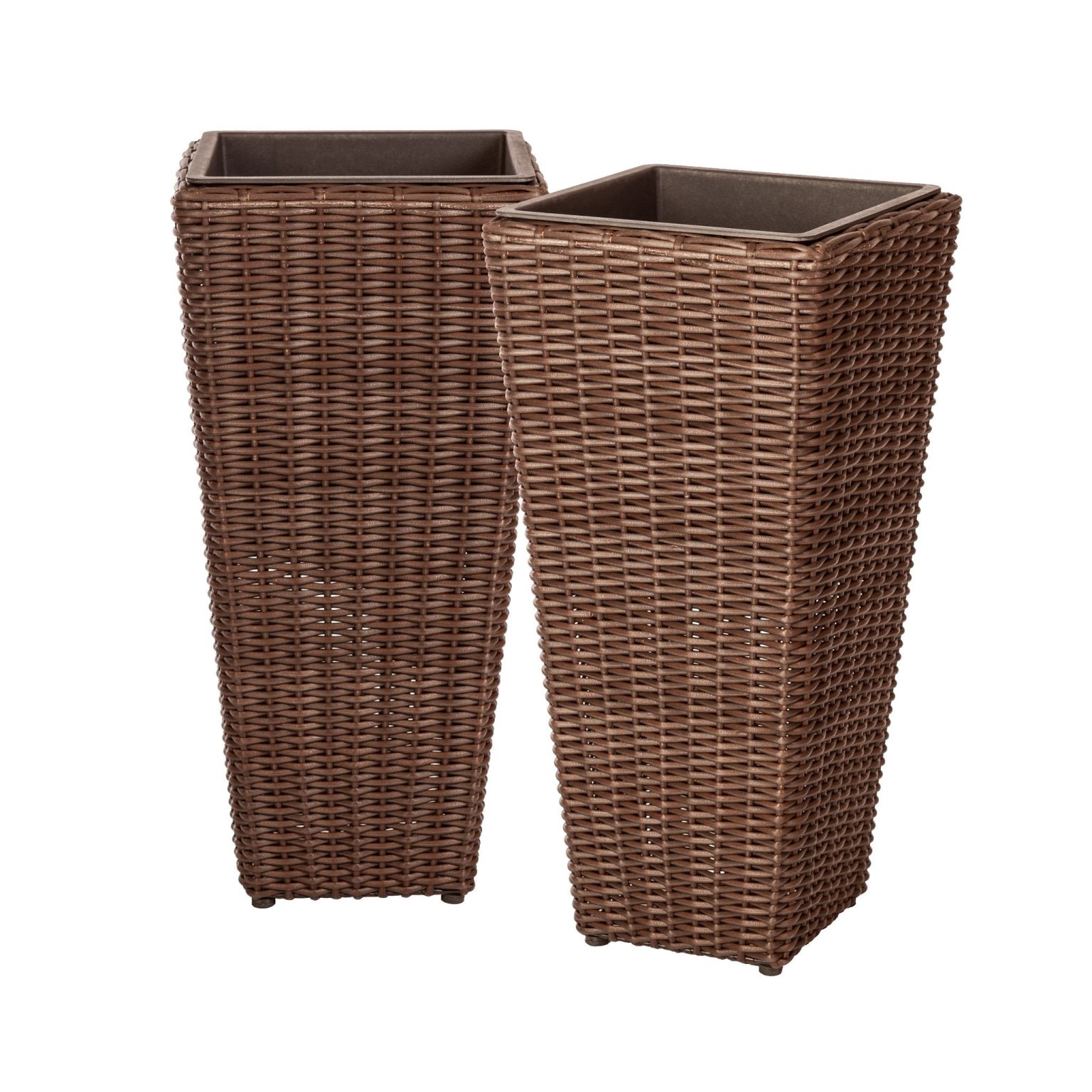 ZenVora All-Weather Wicker Planter Set with Liners, Outdoor Decorative Garden Plant Pots for Patio, Deck & Balcony