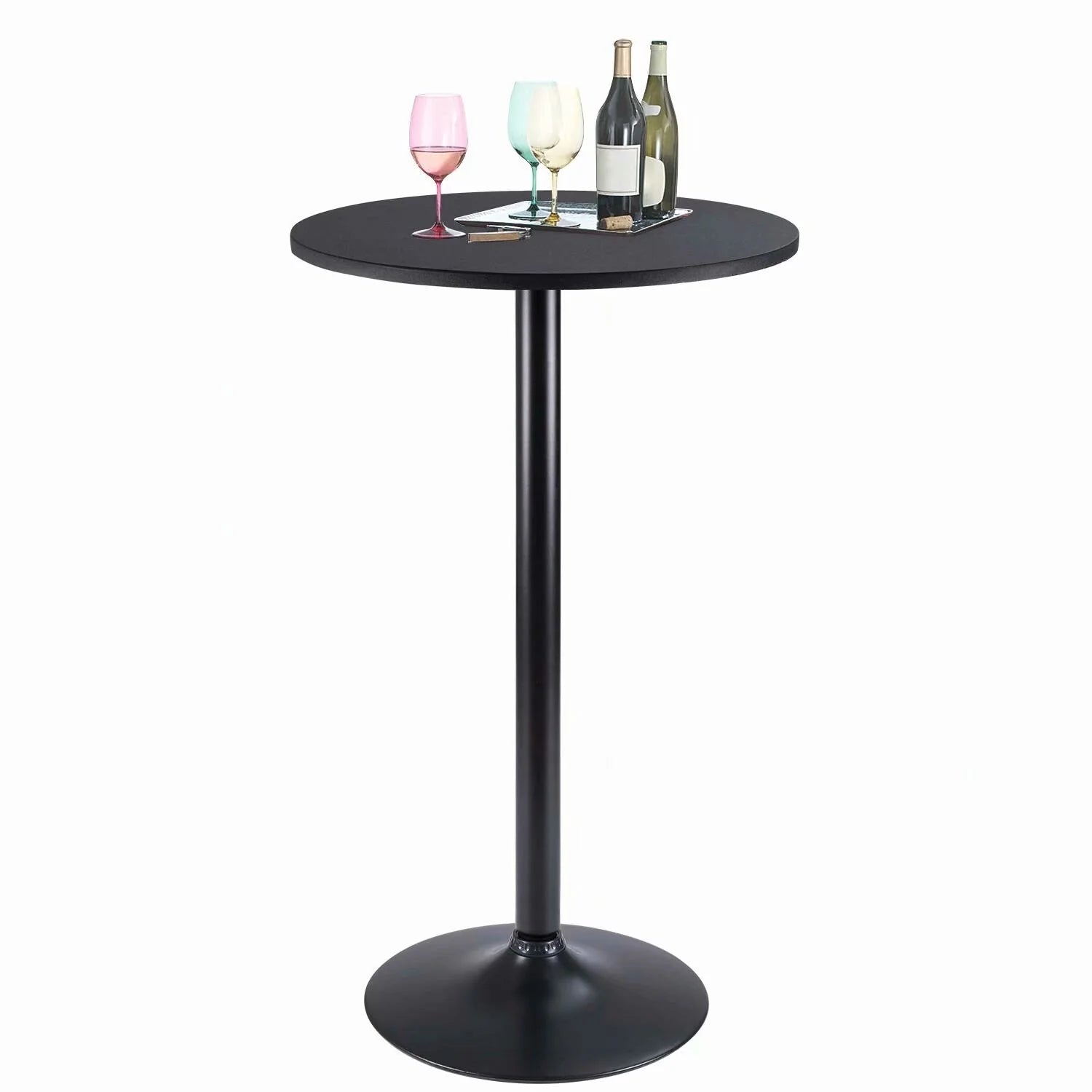 ZenVora Round Bistro Pub Table, Bar Height Cocktail Table with Metal Base and MDF Top, 23.8 Inch