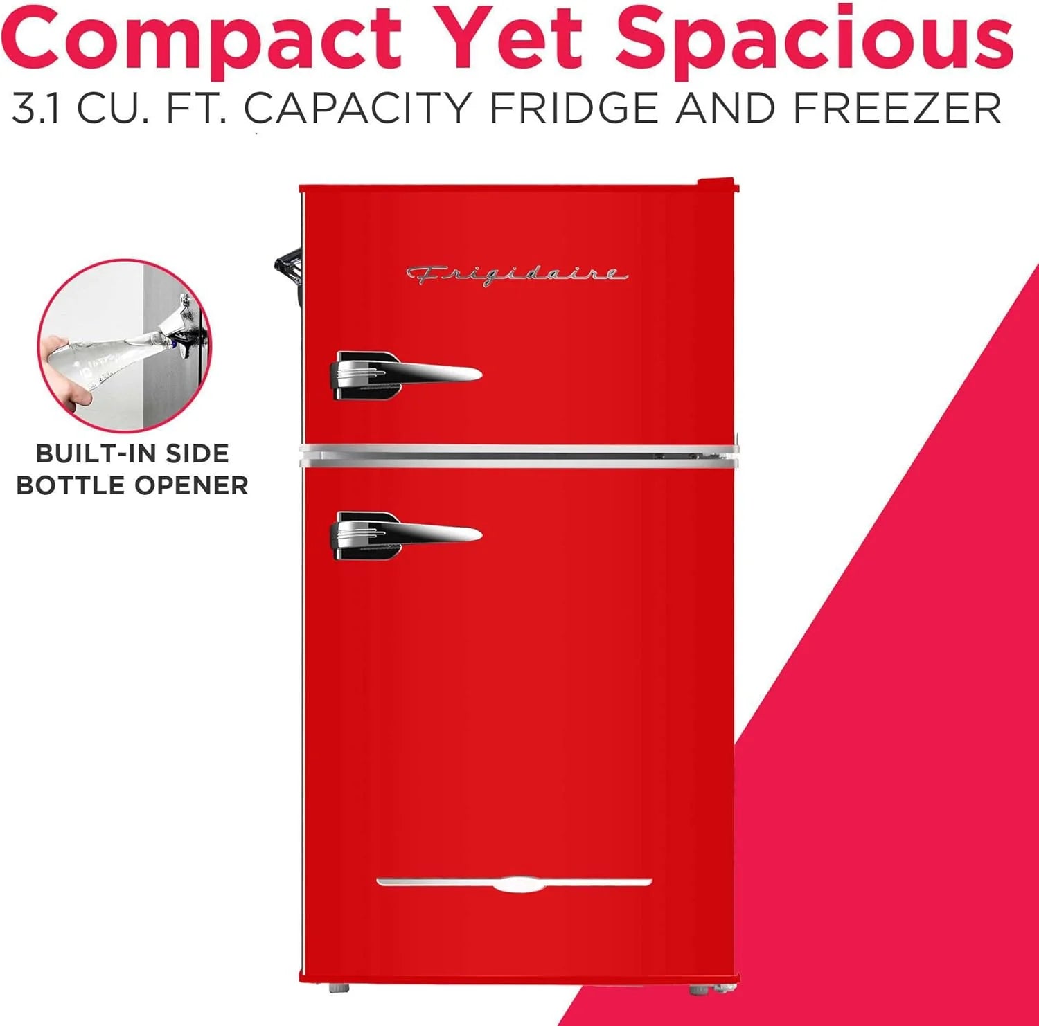 ZenVora Retro 3.2 Cu Ft Mini Fridge with Freezer – 2-Door Compact Refrigerator with Side Bottle Opener