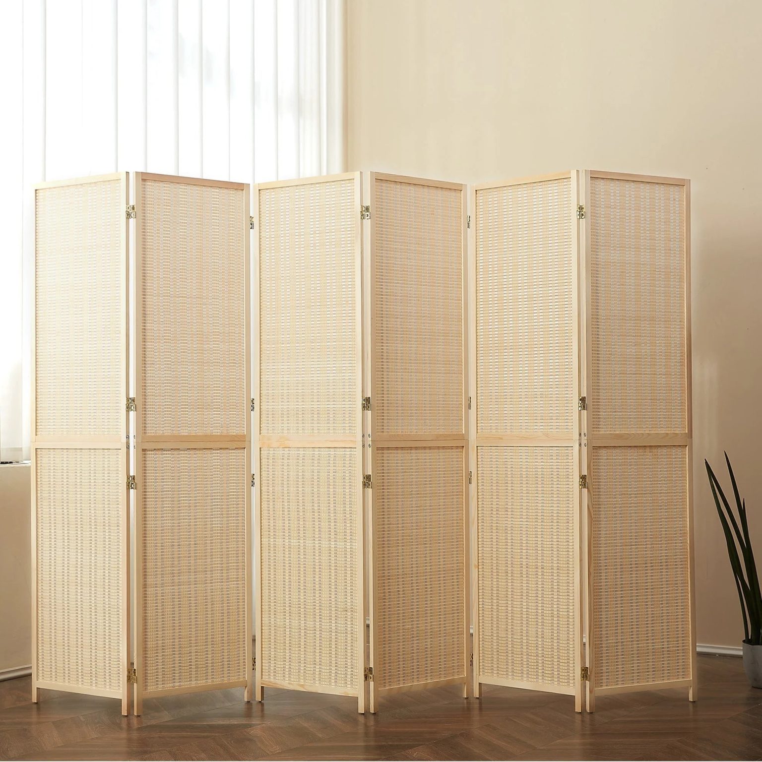 ZenVora 4-Panel Bamboo Folding Partition Screen 6FT Detachable Room Divider