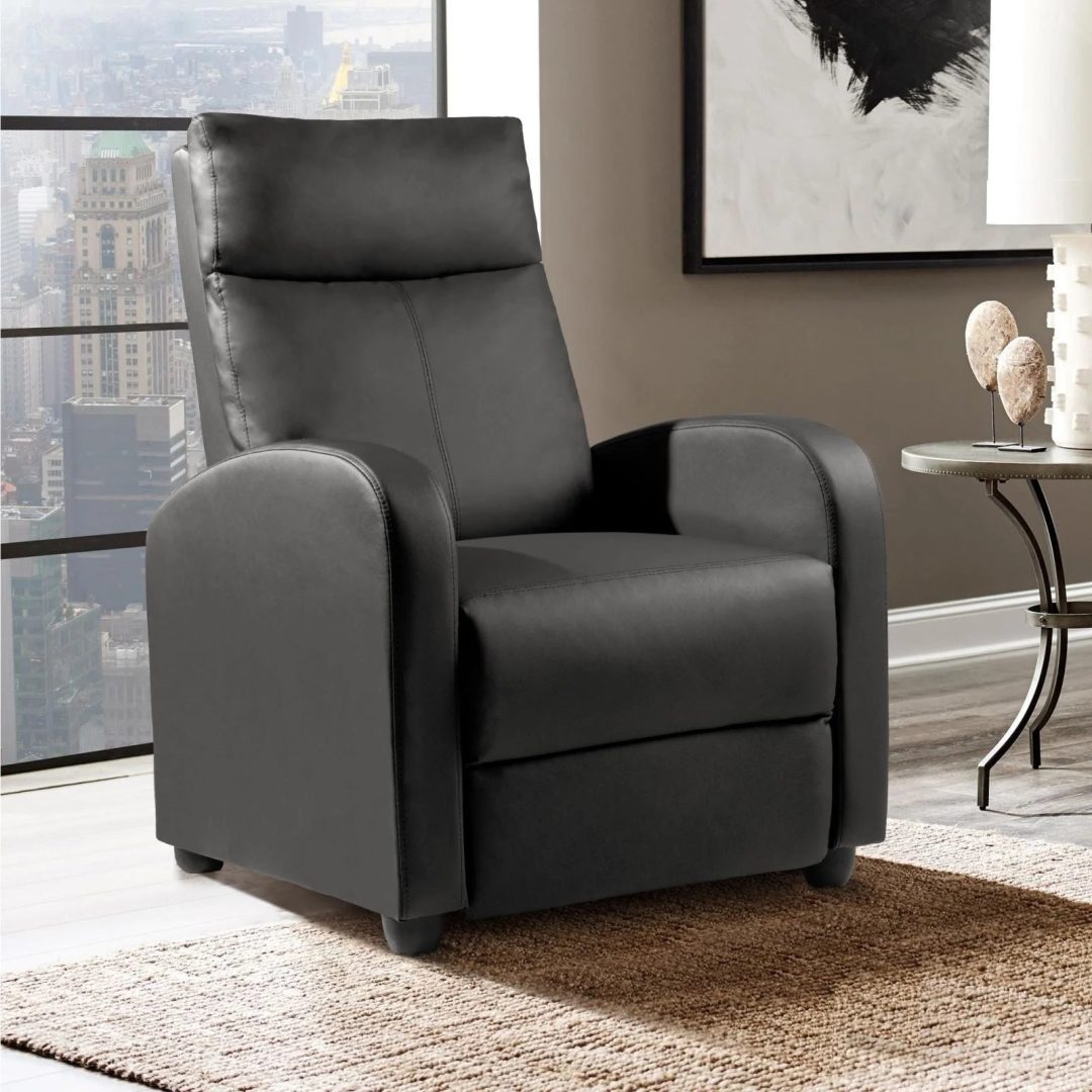 ZenVora PU Leather Recliner Chair, Single Living Room Sofa Lounge Chair with Reclining Function